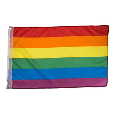 ReWu Fahne Regenbogen-Flagge Pride mit Metallösen 90 x 60 cm