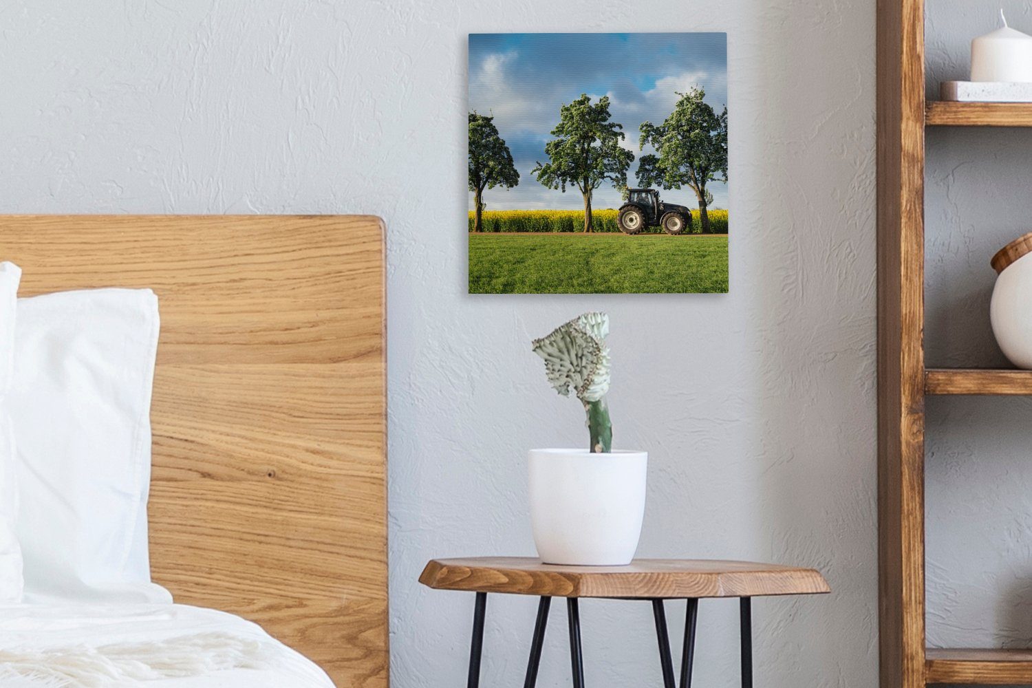 OneMillionCanvasses® Leinwandbild Traktor - Wohnzimmer Blumen, (1 - Schlafzimmer Bilder St), für Leinwand Baum