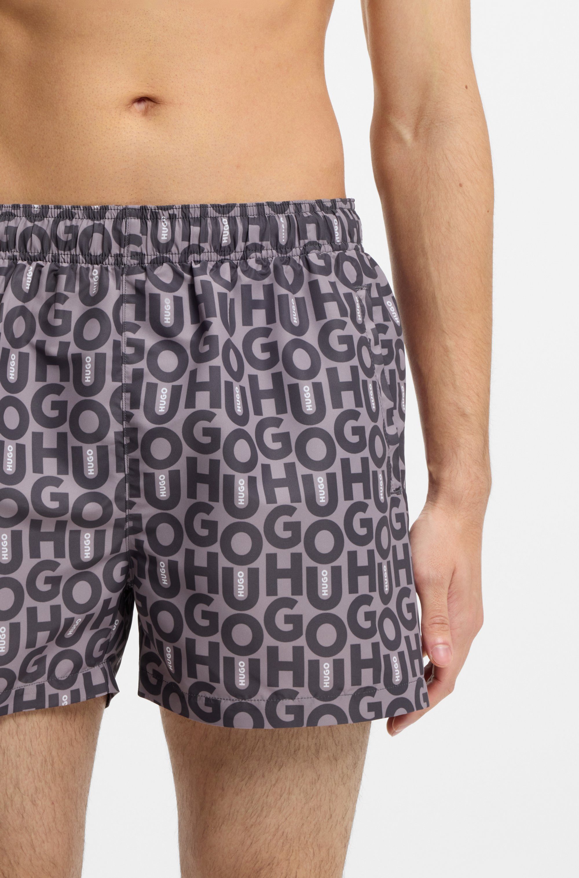 HUGO Badeshorts NALU elastischer Bund, Allover Print