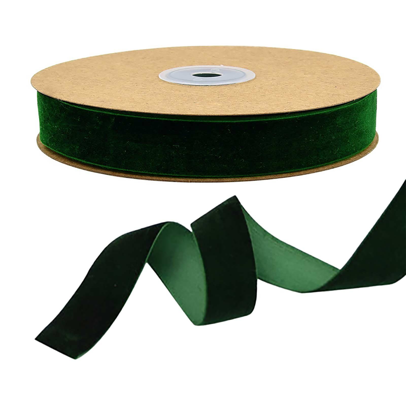 maDDma Samtband 10m Samtband 25mm breit Dekoband Zierband Stoffband Geschenkband, dunkelgrün