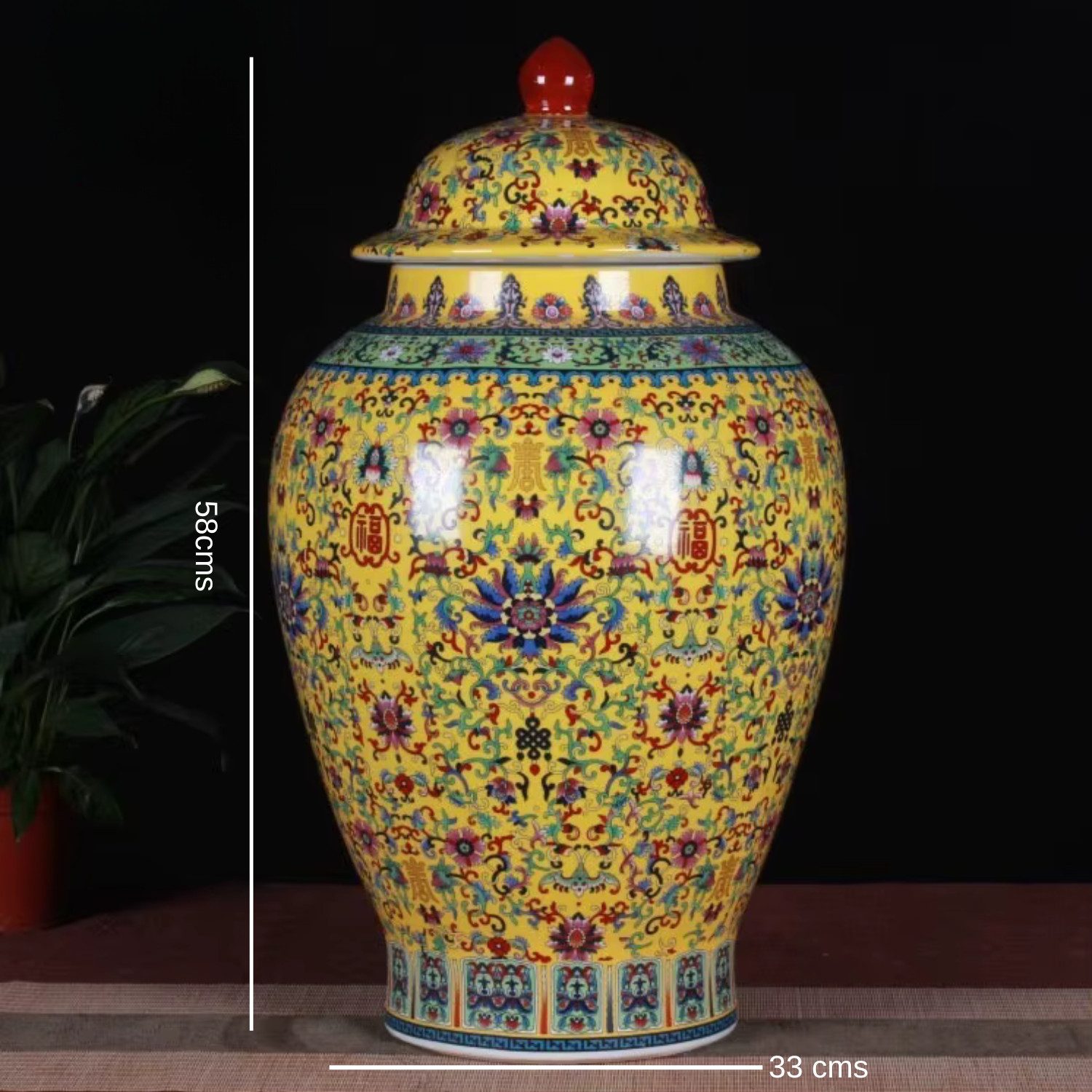 Quality Elegance Dekovase Vintage Keramik-Vase mit Emaille-Glasur – 58 x 38 cm (1 Vase), handgefertigte Keramik, 58cmsx33cms