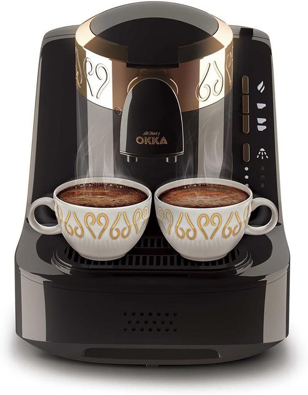 Arzum Espressomaschine, OKKA Mokkamaschine Schwarz- Kupfer