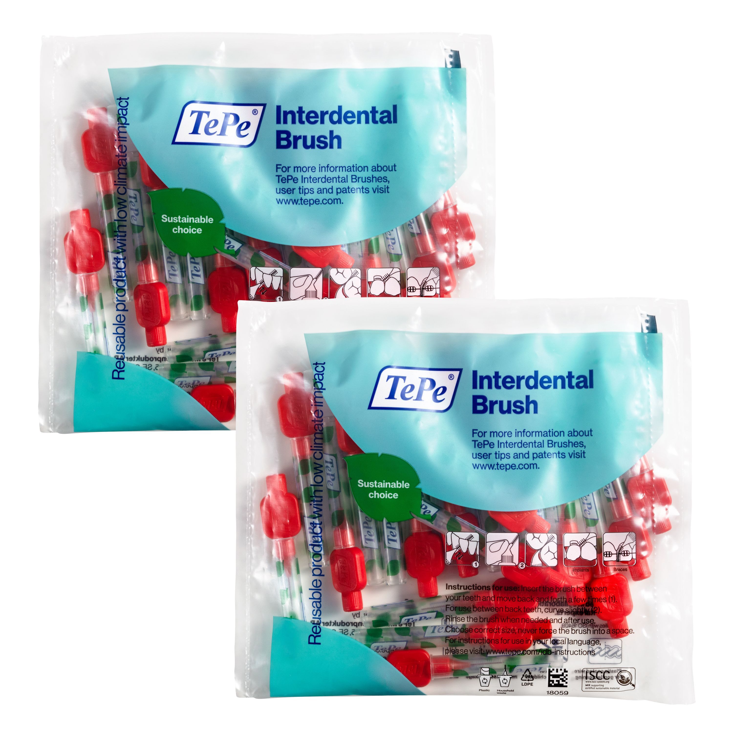 TePe Interdentalbürsten 40er-Pack TePe Original Zahnreinigungsstäbchen aus Schweden, inkl. 20 Schutzkappen
