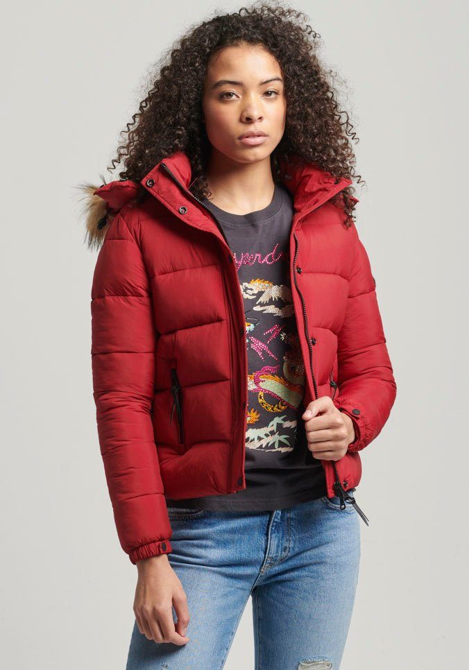 rot Mid Kurz geschnittene Winterjacke Superdry Kapuzenjacke Layer