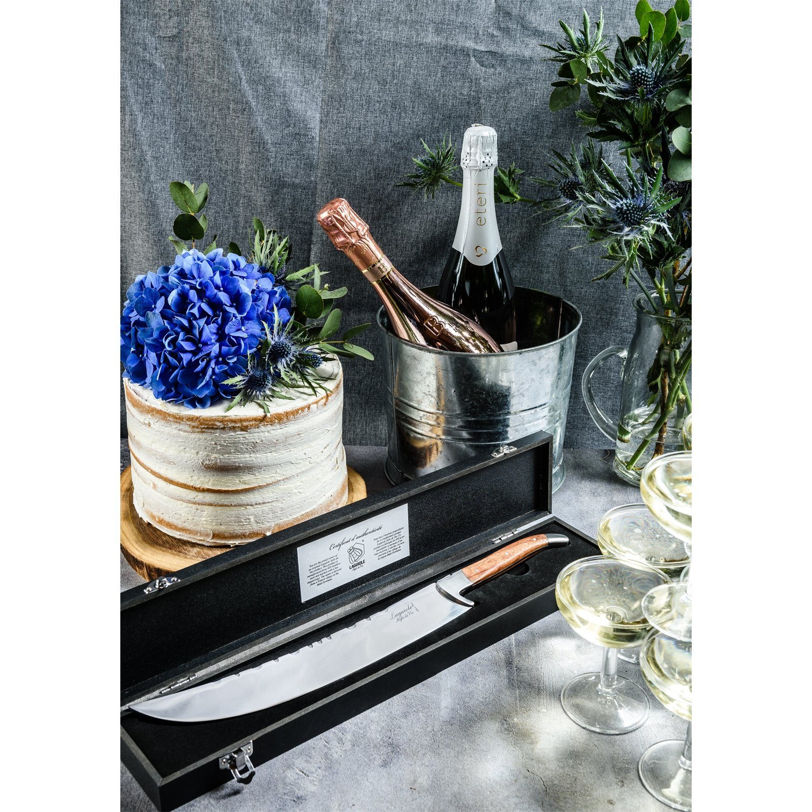 Rosenholz de Vie Style Vie Line Champagnersäbel Messer-Set Laguiole Luxury de Laguiole Style