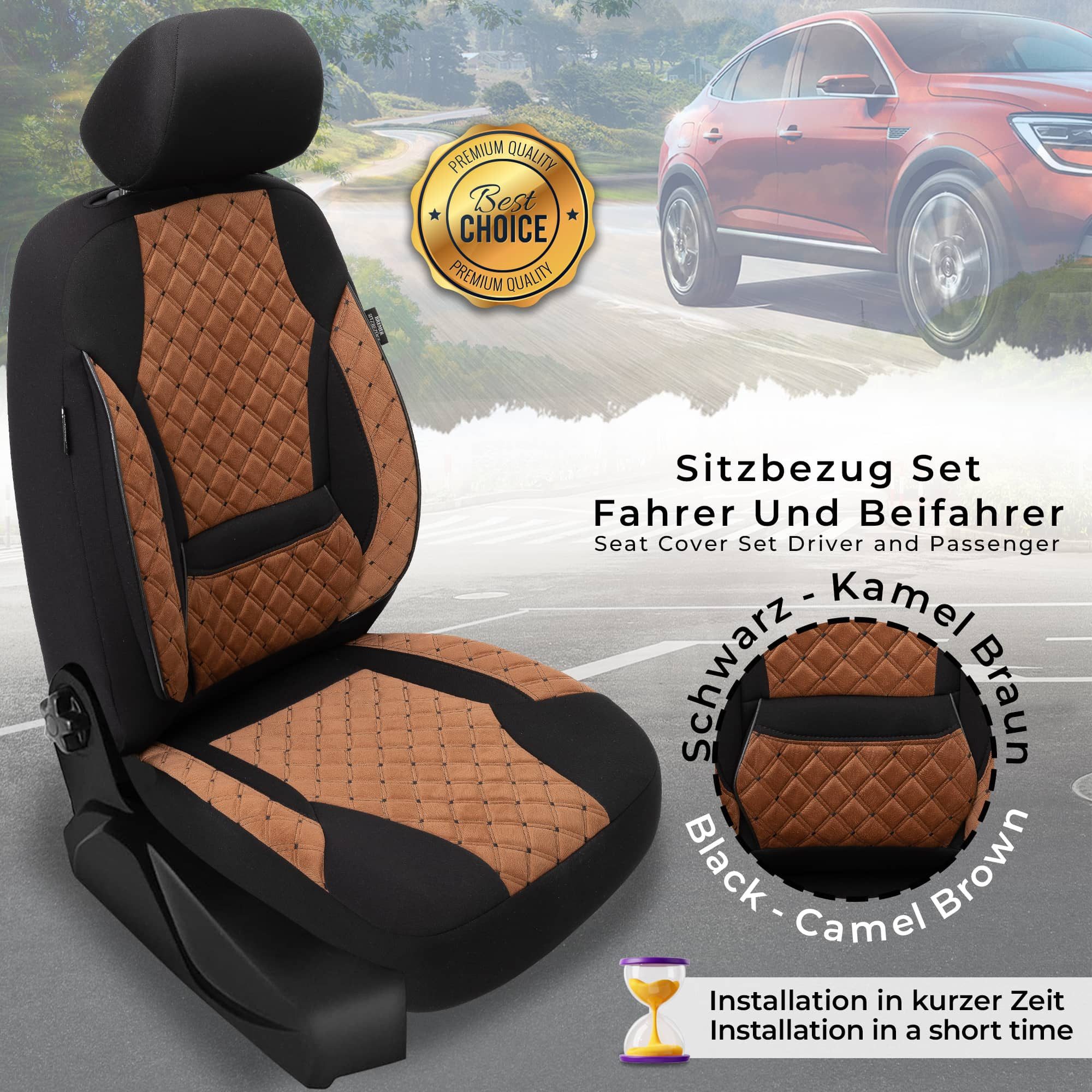 BREMER SITZBEZÜGE Autositzbezug für Ford Focus 4 Bj ab 2018 (TK611), Set, Schonbezüge Sitzbezüge Fahrer und Beifahrer, in Schokobraun/Schwarz