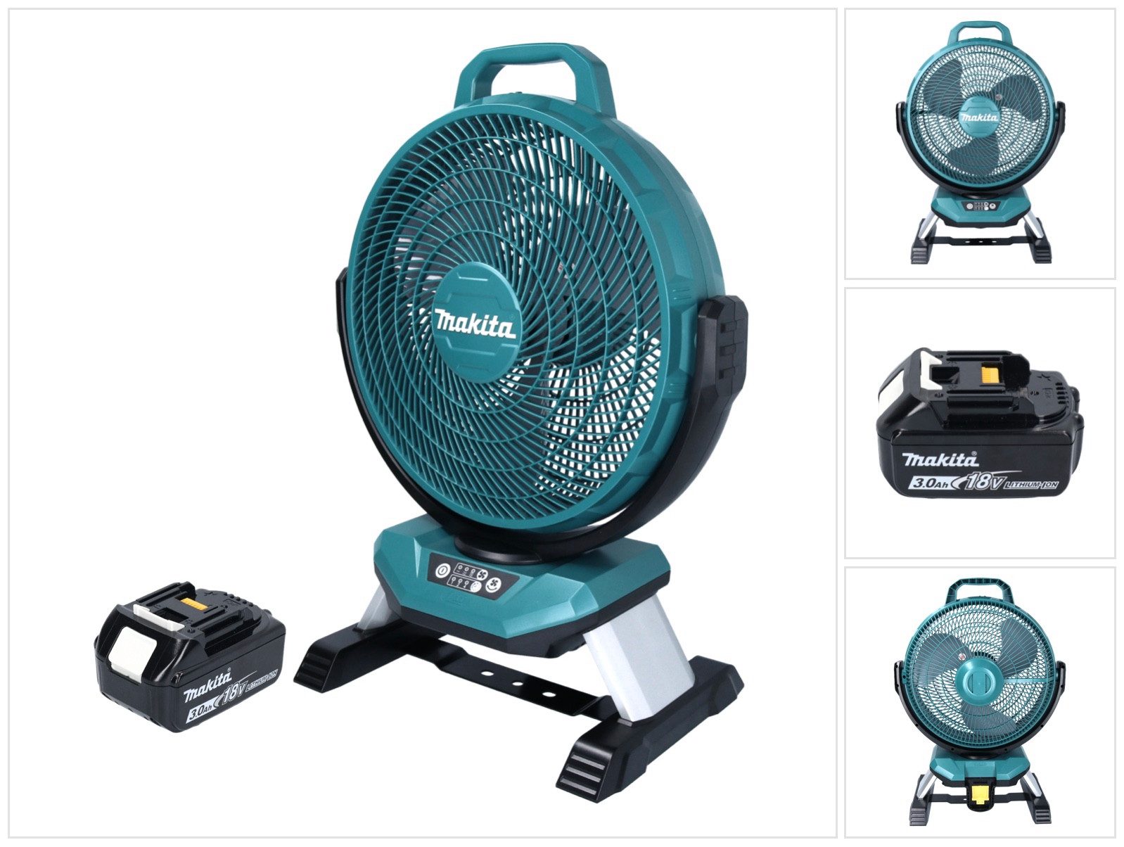 Makita Akku-Standventilator DCF 301 F1 Akku Ventilator Lüfter 18 V 33 cm + 1x Akku 3,0 Ah - ohne