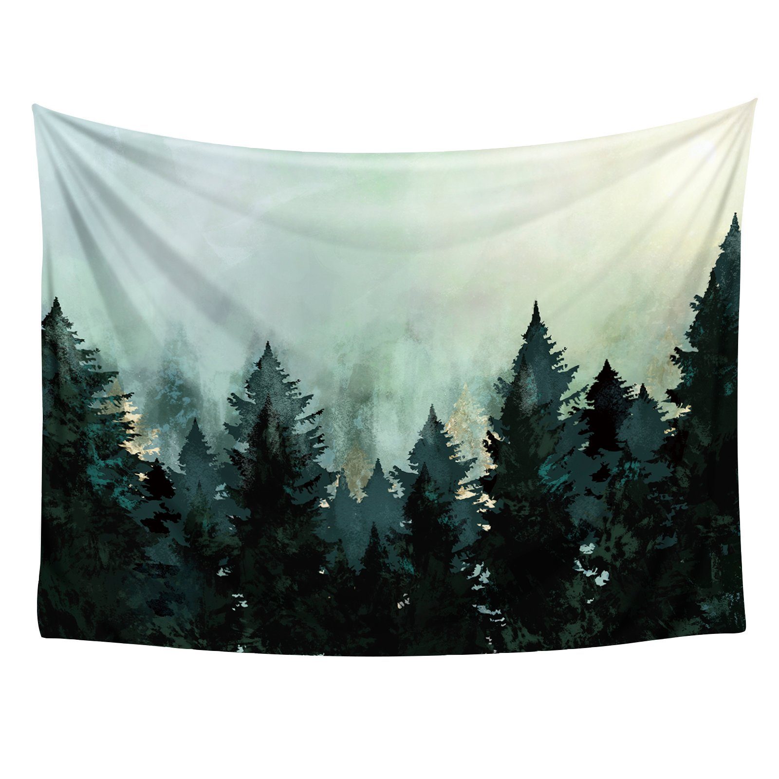 Wald mit Natur rechteckig, Wandteppich, GalaxyCat, vers. Nebel Wald Wandbehang Tapiss, Größen, mm, mit im Wandteppich Tannen, 1450 Höhe: Wandbehang