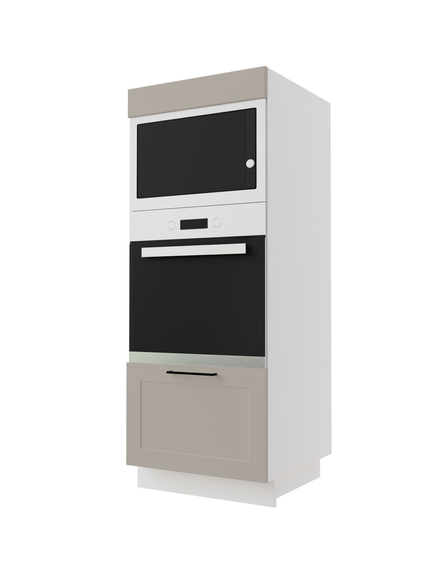 Feldmann-Wohnen Backofenumbauschrank Salo (REJS Comfort Box, 1-St., mit aufgesetzten 3D Kassettenfronten und formschönen Metallgriffen) 60x59x154cm grau - dust grey supermatt (SL-D5AR/60/154)