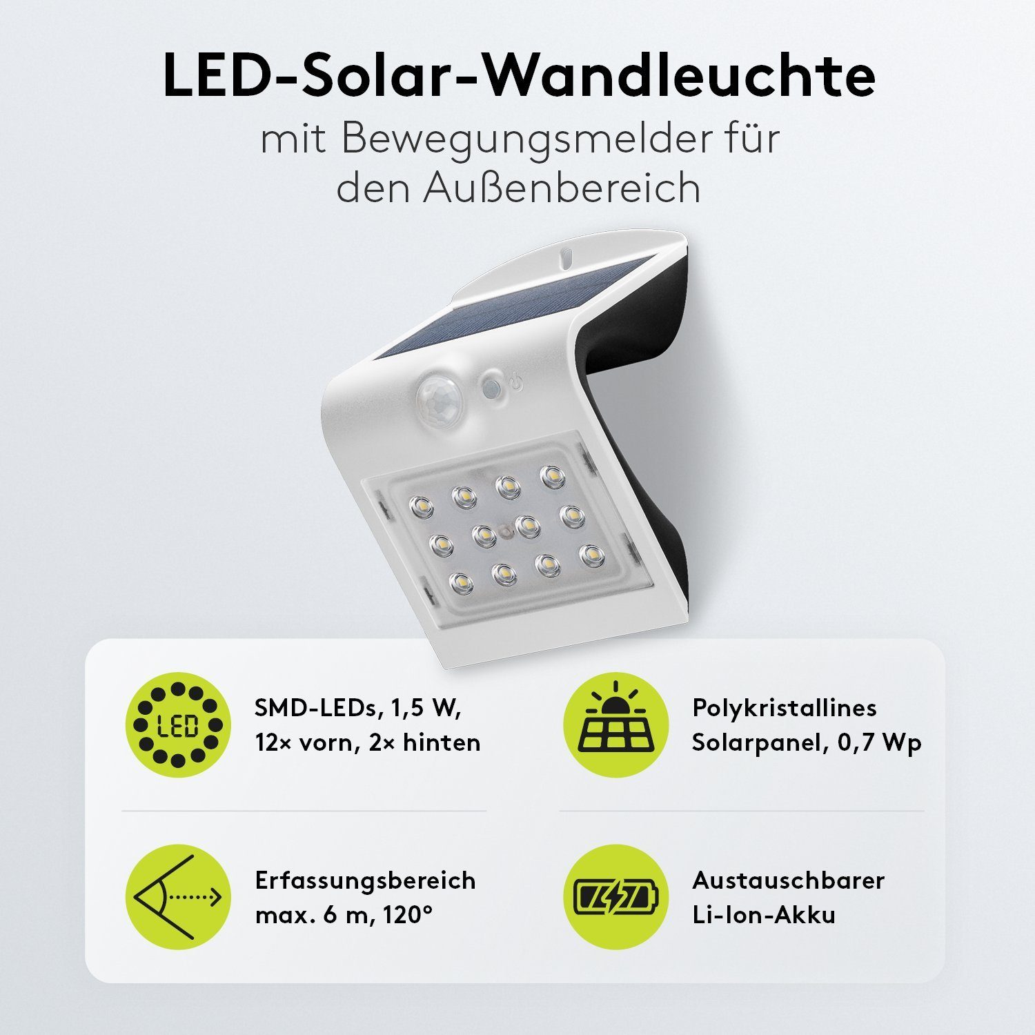 lm 4000 fest W Solarpanel Solarleuchte mit Scheinwerfer, LED Neutralweiß, K Außenstrahler Weiß LED LED 1,5 / 220 Goobay Solar / Hochwertiges / integriert, Bewegungsmelder