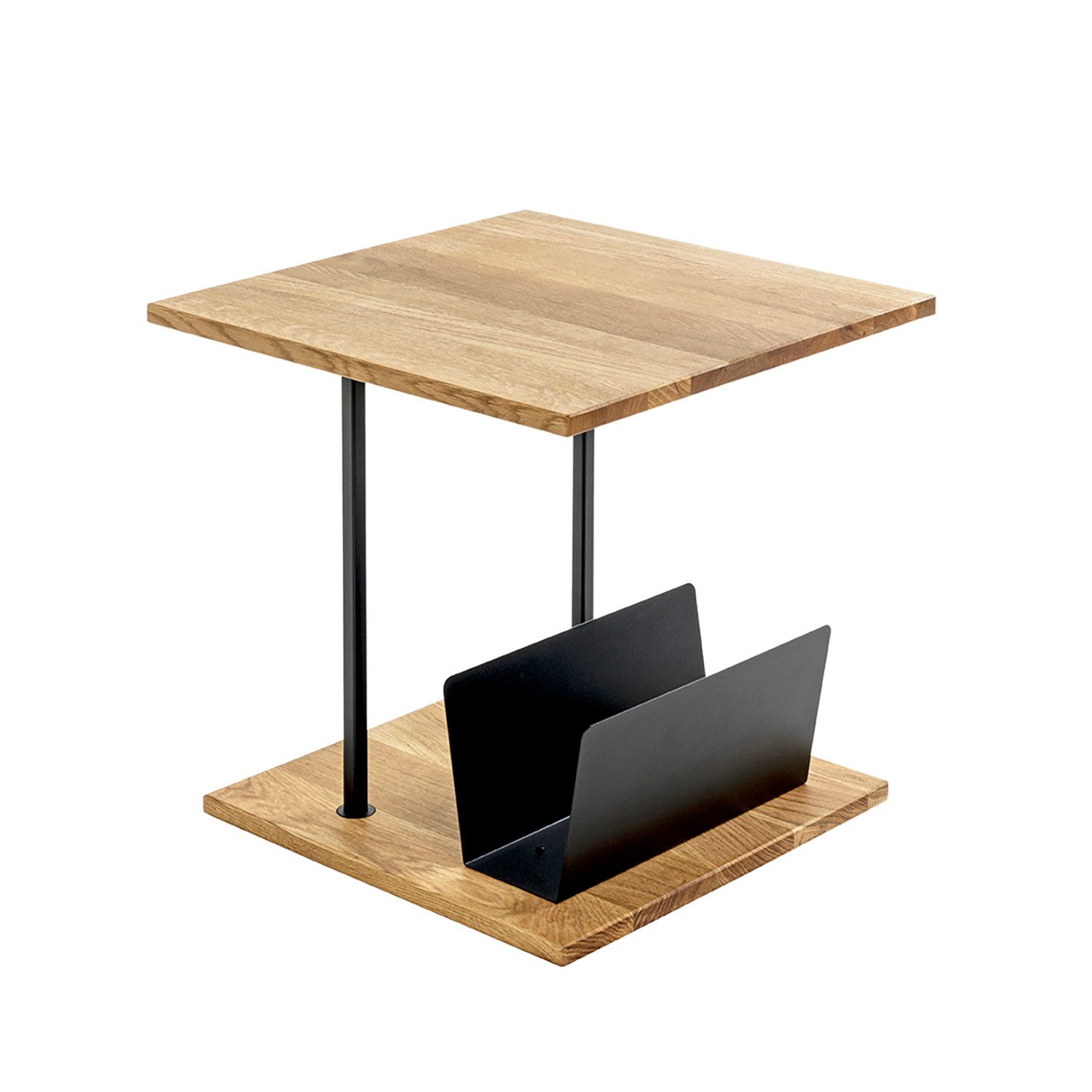 HAKU Beistelltisch Beistelltisch Massiv eiche schwarz-Sofatisch Holz B 45xH 45xT 45 cm (1xBeistelltisch, Dekotisch - kleiner Tisch), Beistelltisch aus Metall
