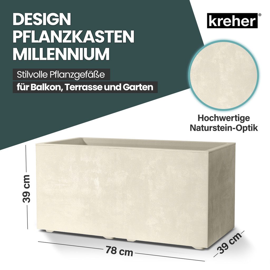 Kreher Blumenkasten Millennium in Naturstein Optik verschiedenen Ausführung günstig online kaufen