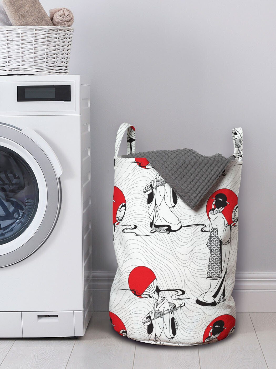 Abakuhaus Wäschesäckchen Wäschekorb mit Waschsalons, Kordelzugverschluss moderne asiatisch für Griffen japanische