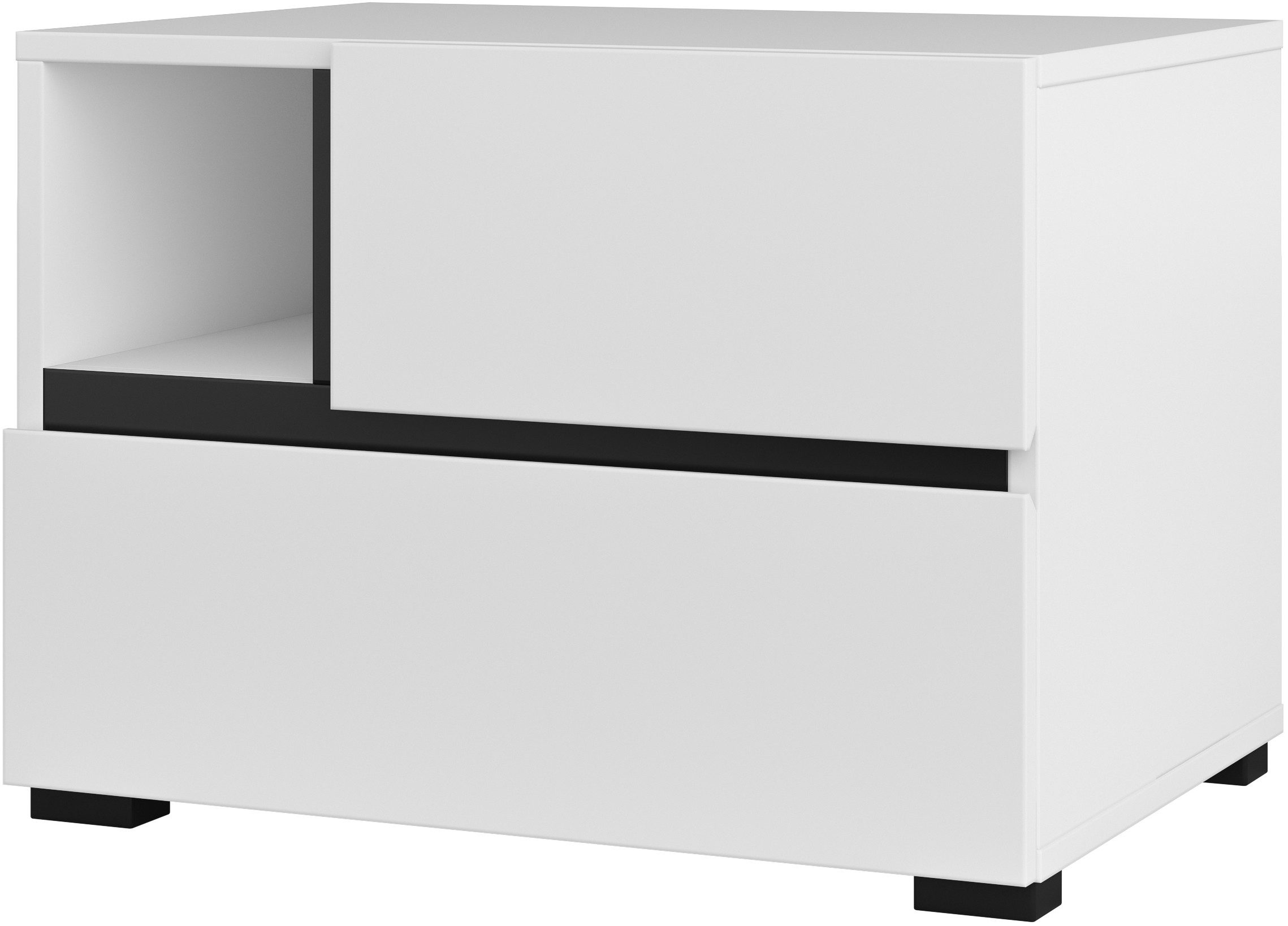 OTTO home Nachtkommode Cross, moderner griffloser Nachtschrank, Nachttisch, Nachtkonsole mit 2 Schubladen