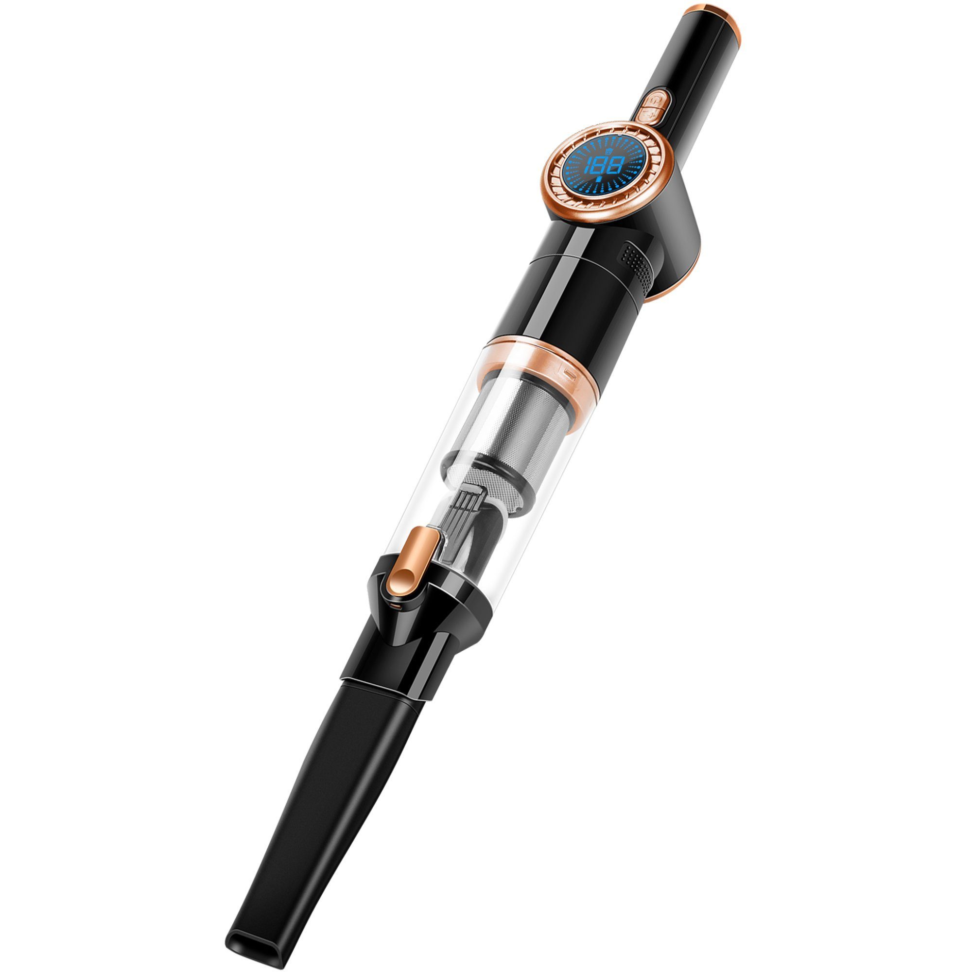 TurboTronic by Z-Line Handstaubsauger 15 kpa, 26 Min. Laufzeit, ultra-Leichtgewicht Boden Staubsauger, 90 W, beutellos, Akkustaubsauger mit Ladestation, Wandhalterung, Zubehörhalterung