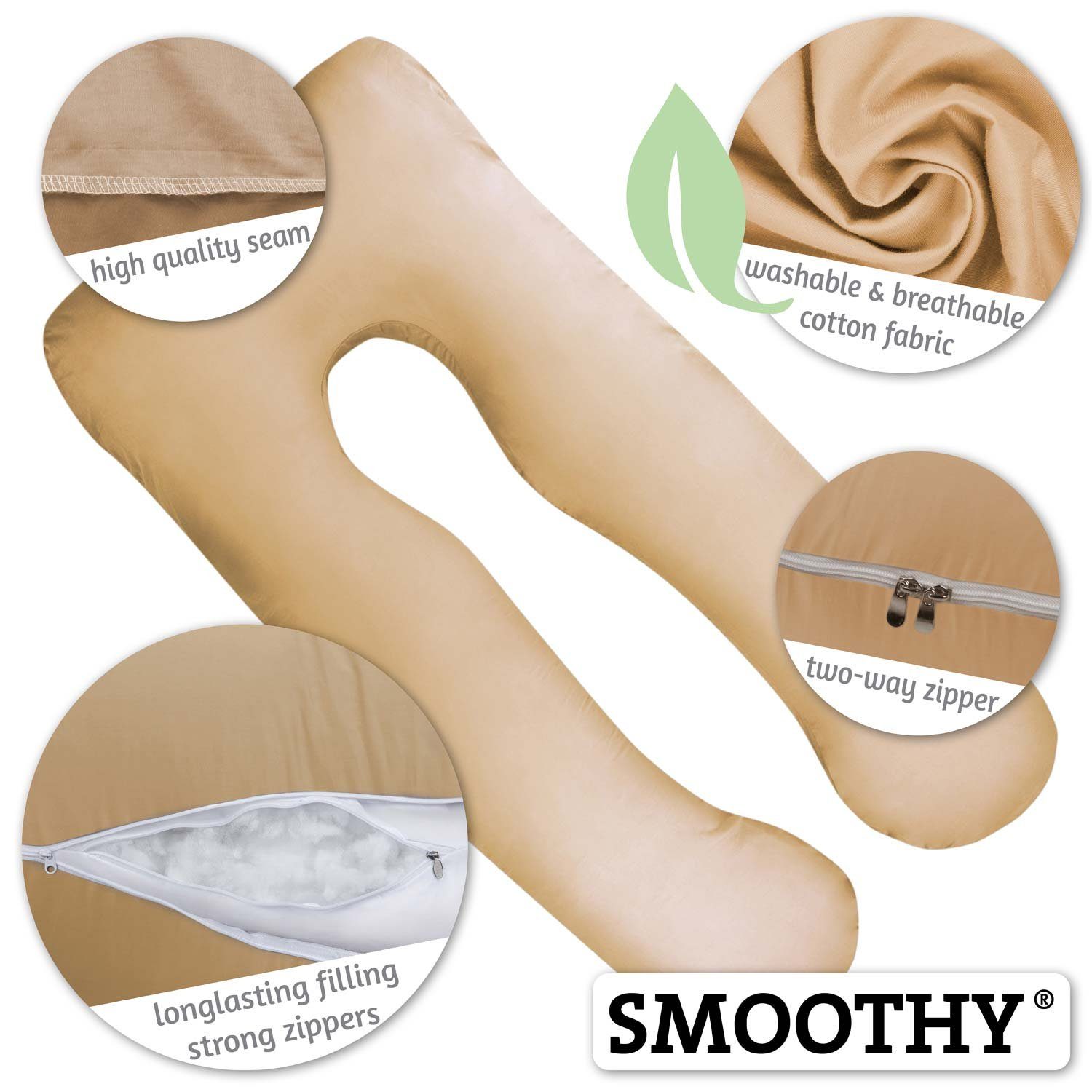 Smoothy Stillkissen Schwangerschaftskissen Lagerungskissen, Stillkissen Beige Baby-Kissen U-Form in &