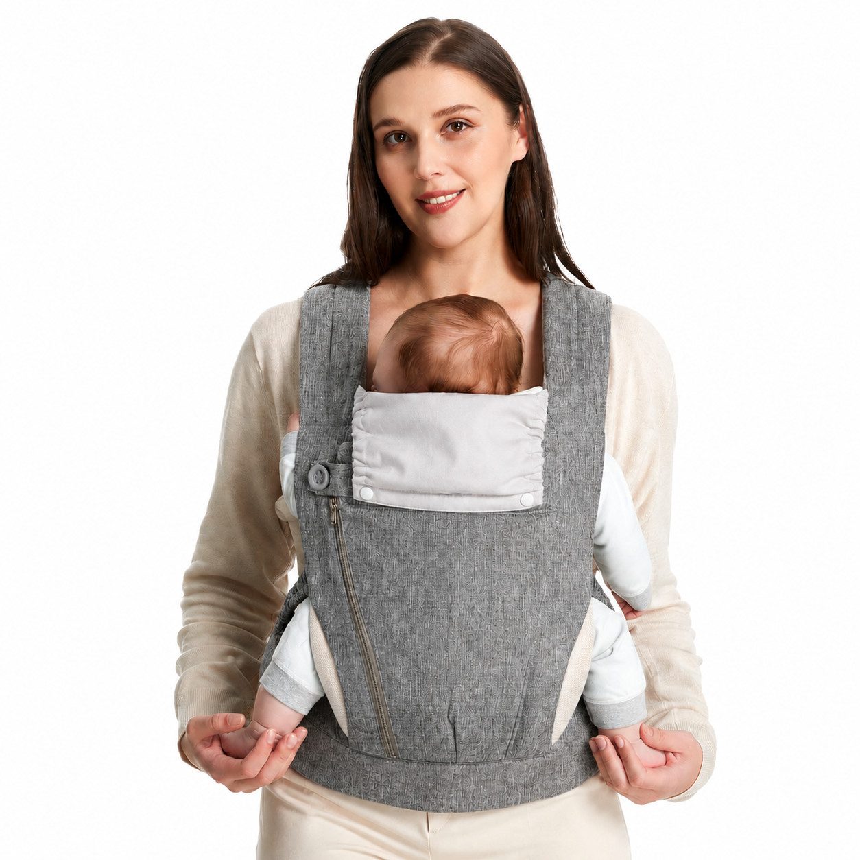 Forrlite Babytrage Neugeborene ab Geburt, Kleinkindtrage aus 100% Baumwolle (Ergobaby Babytrage mit Ein-Klick-Schnalle, ergonomische M-Position, X-Rücken, für 3,2–20 kg), tragetuch baby neugeboren, babytrage neugeborene ab geburt