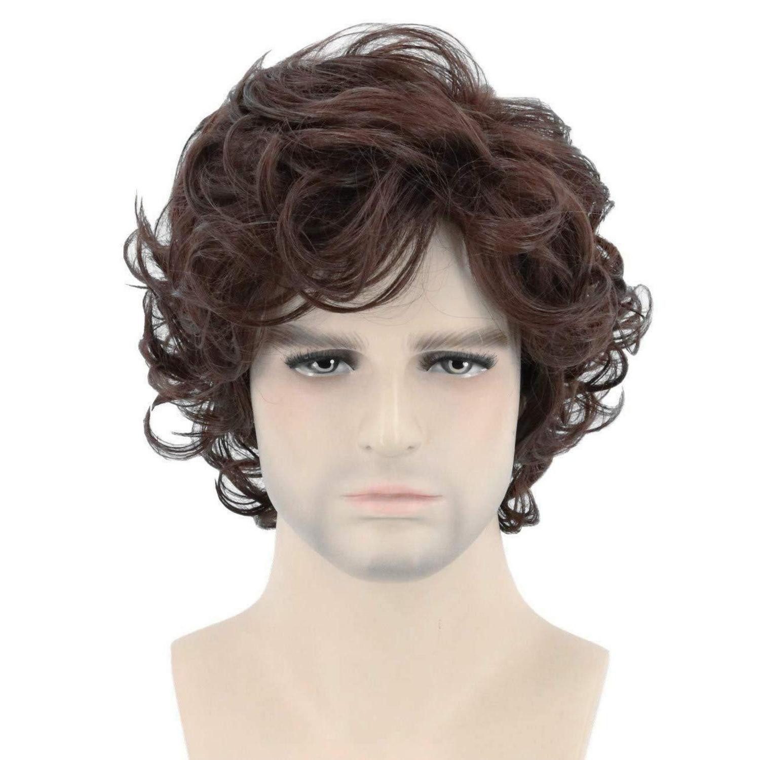 Kostüm-Perücke Perücke schwarz kurz lockig Herren Cosplay Halloween Dunkelbraun