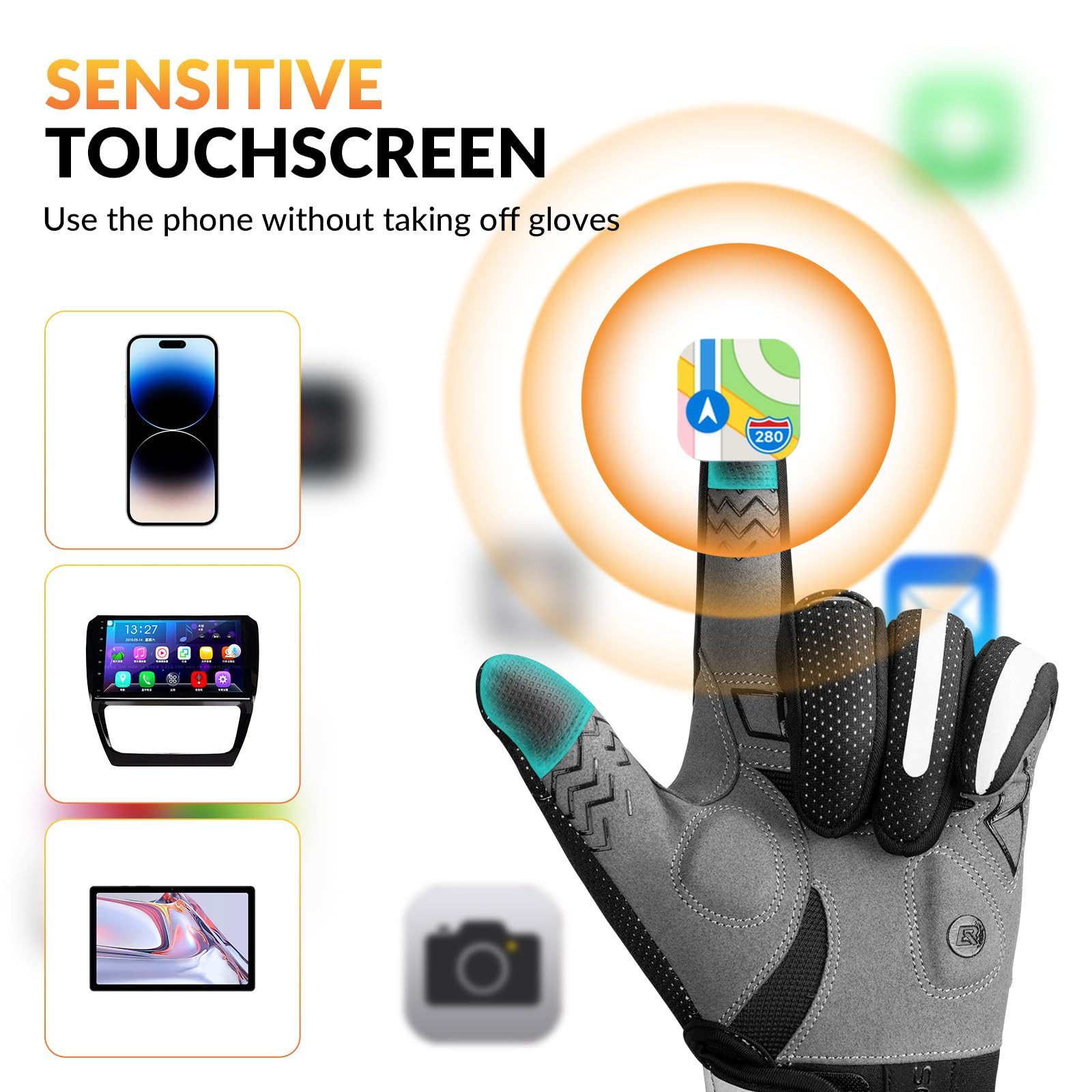 ROCKBROS Fahrradhandschuhe Beheizbare Handschuhe über USB, und stoßdämpfend mit Touchfunktion USB 5V HEIZUNG & VIELSEITIG EINSETZBAR