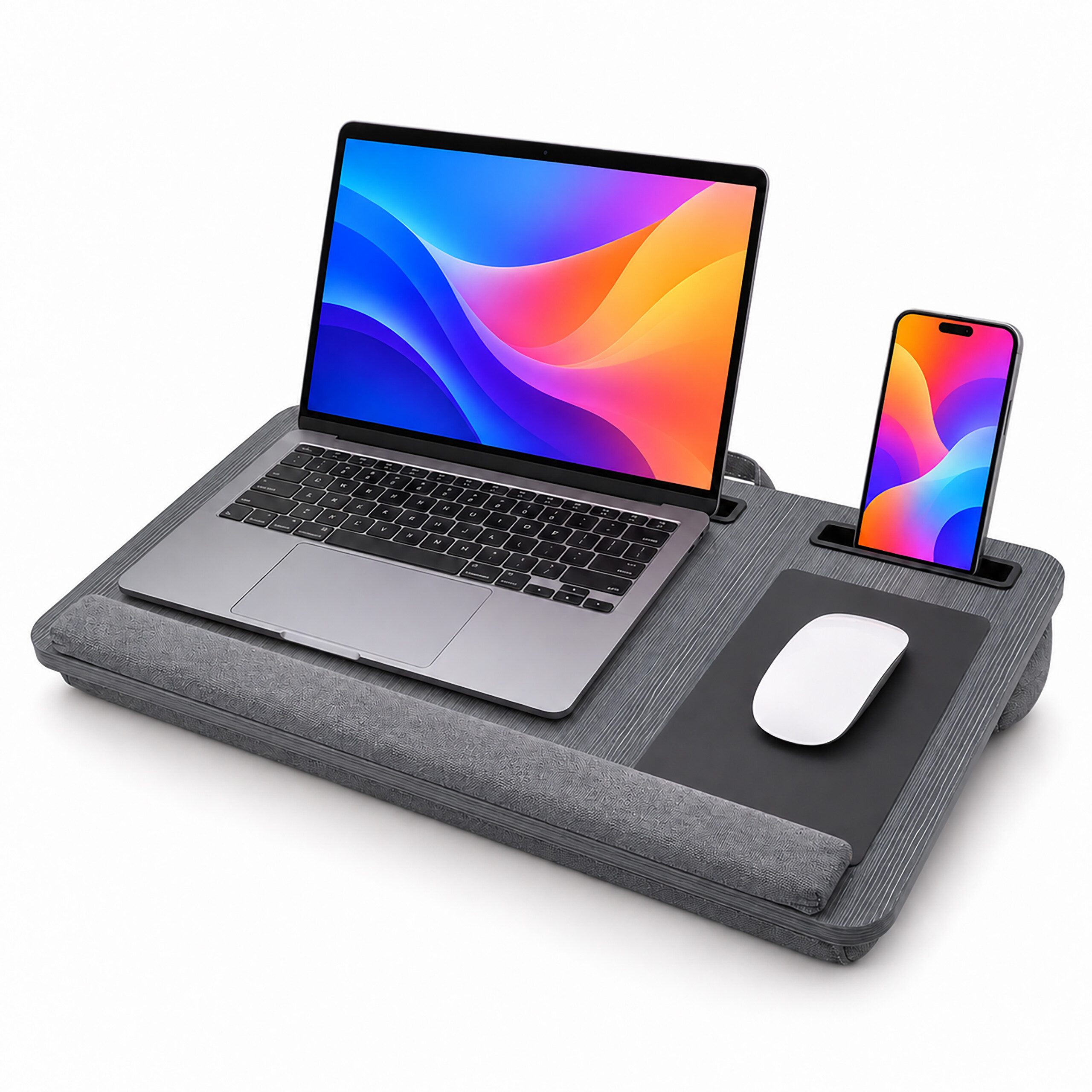 relaxdays Laptoptisch Laptopkissen mit Mauspad (1-St), Dunkelgrau von RELAXDAYS