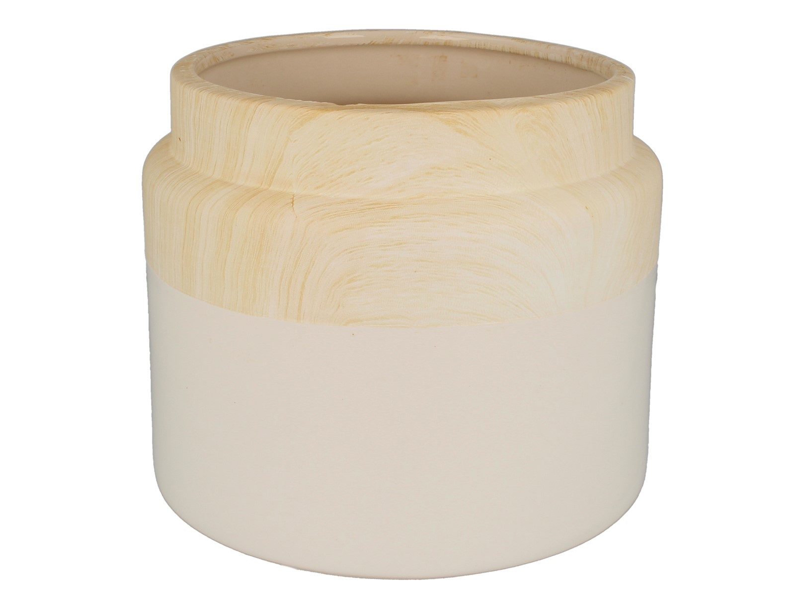 michel toys Handels-GmbH Blumentopf "ANNA" aus Dolomit (Keramik) in Holzoptik und weiß