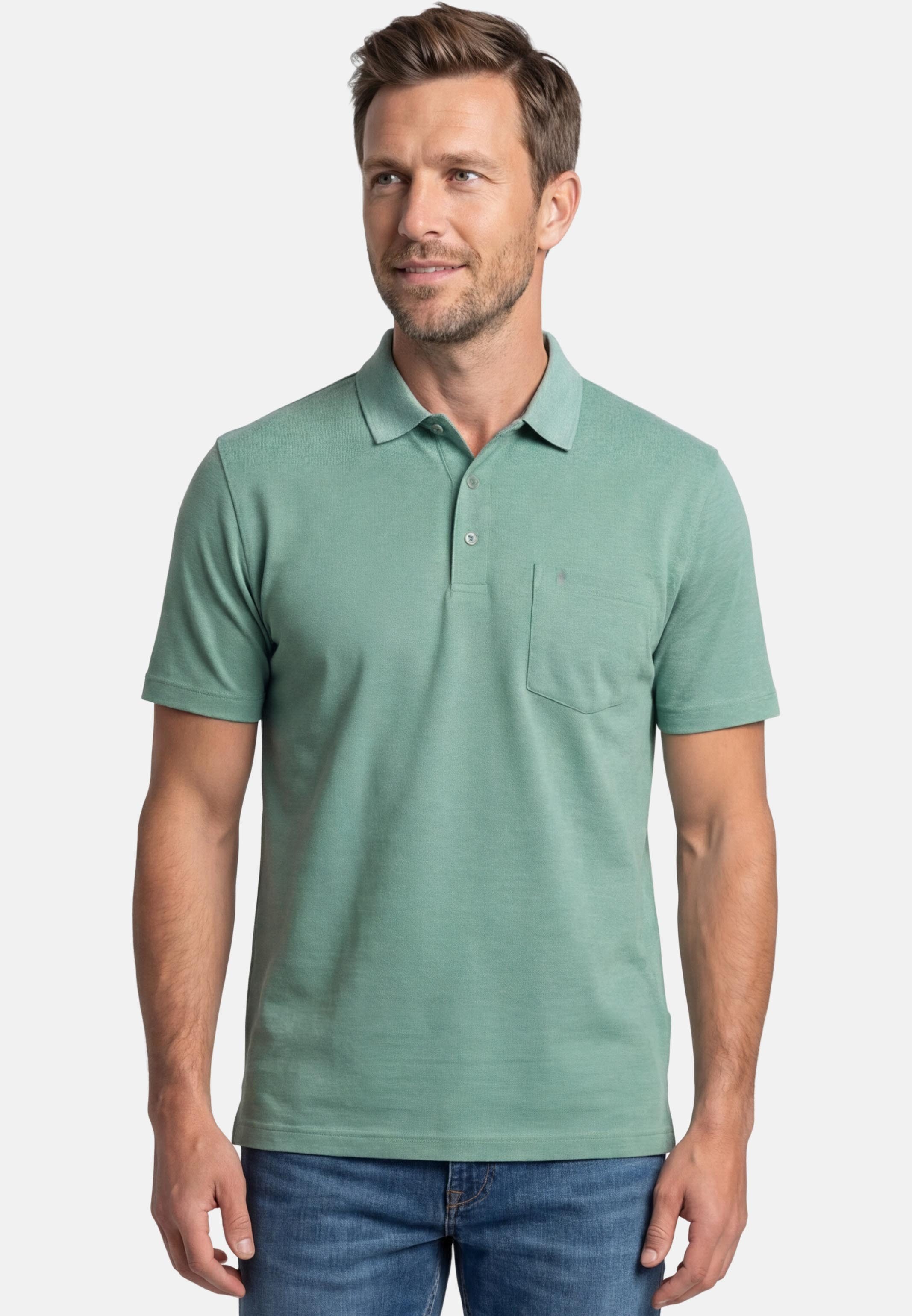 RAGMAN Poloshirt Basic (1-tlg) Poloshirt - Baumwolle - Atmungsaktiv - Dezentes Jacquard-Muster