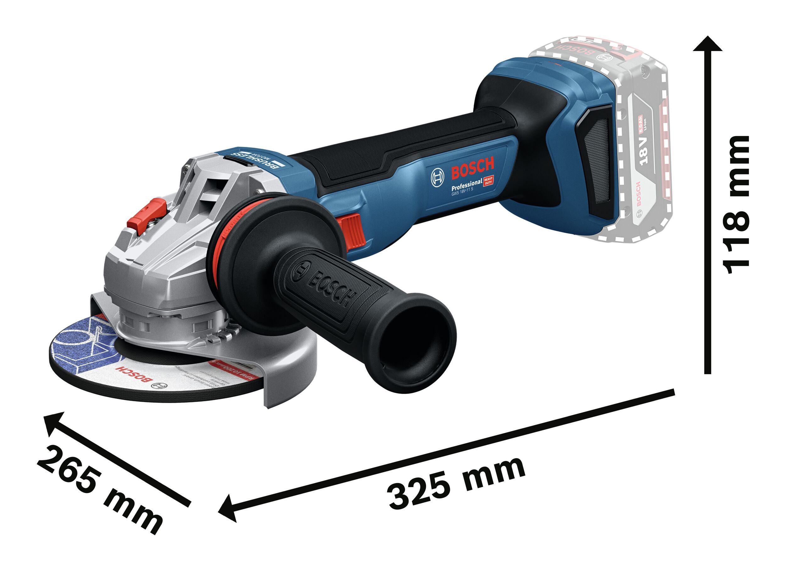 BOSCH Akku-Winkelschleifer GWS 18V-11, max. 9000 U/min, Ohne Akku - in L-BOXX 136