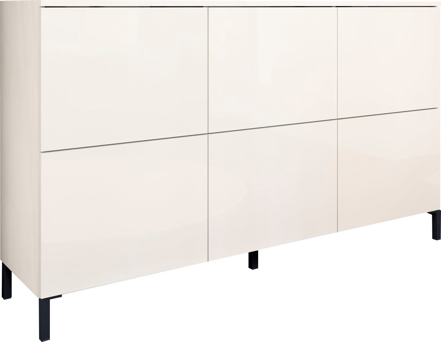 borchardt Möbel Kommode Haama, Sideboard mit Metallfüßen, Push-to-open-Technik, Breite 139 cm, viel Stauraum, verstellbare Böden
