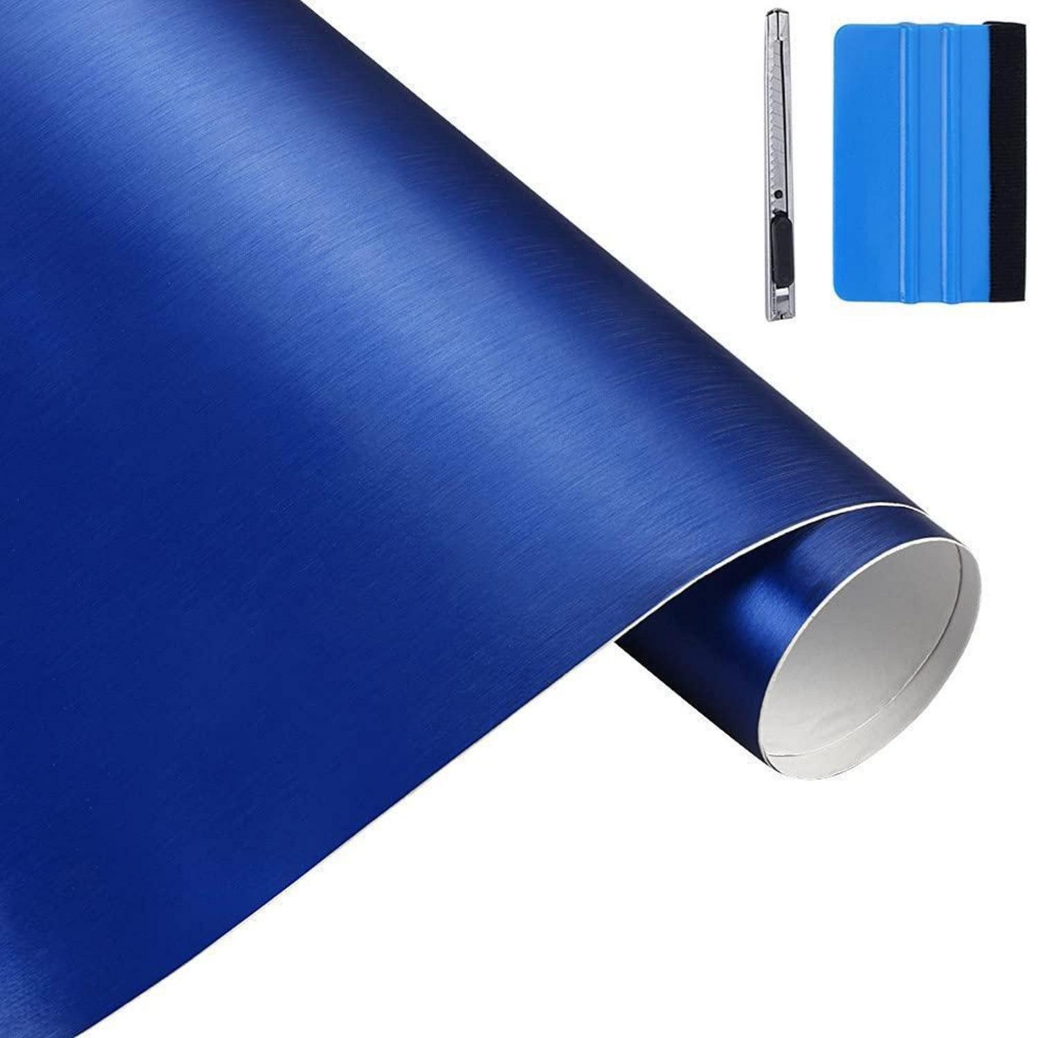 LuxusKollektion Dekorationsfolie Folie Vinyl Metallic Chrom Auto Wrapping Aufkleber Blau 5cm x 900cm