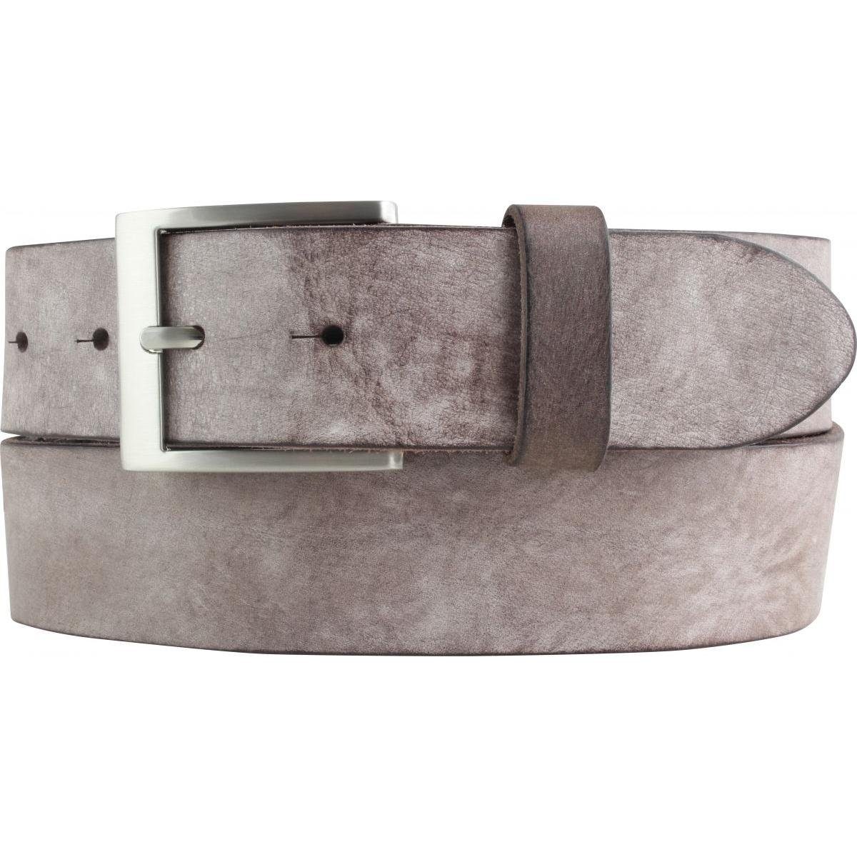 BELTINGER Ledergürtel Herren-Gürtel aus weichem Vollrindleder Vintage-Look 4 cm - Jeans-Gürt weiches Leder, Gürtelschnalle in Altsilber, Vintage Braun, Silber