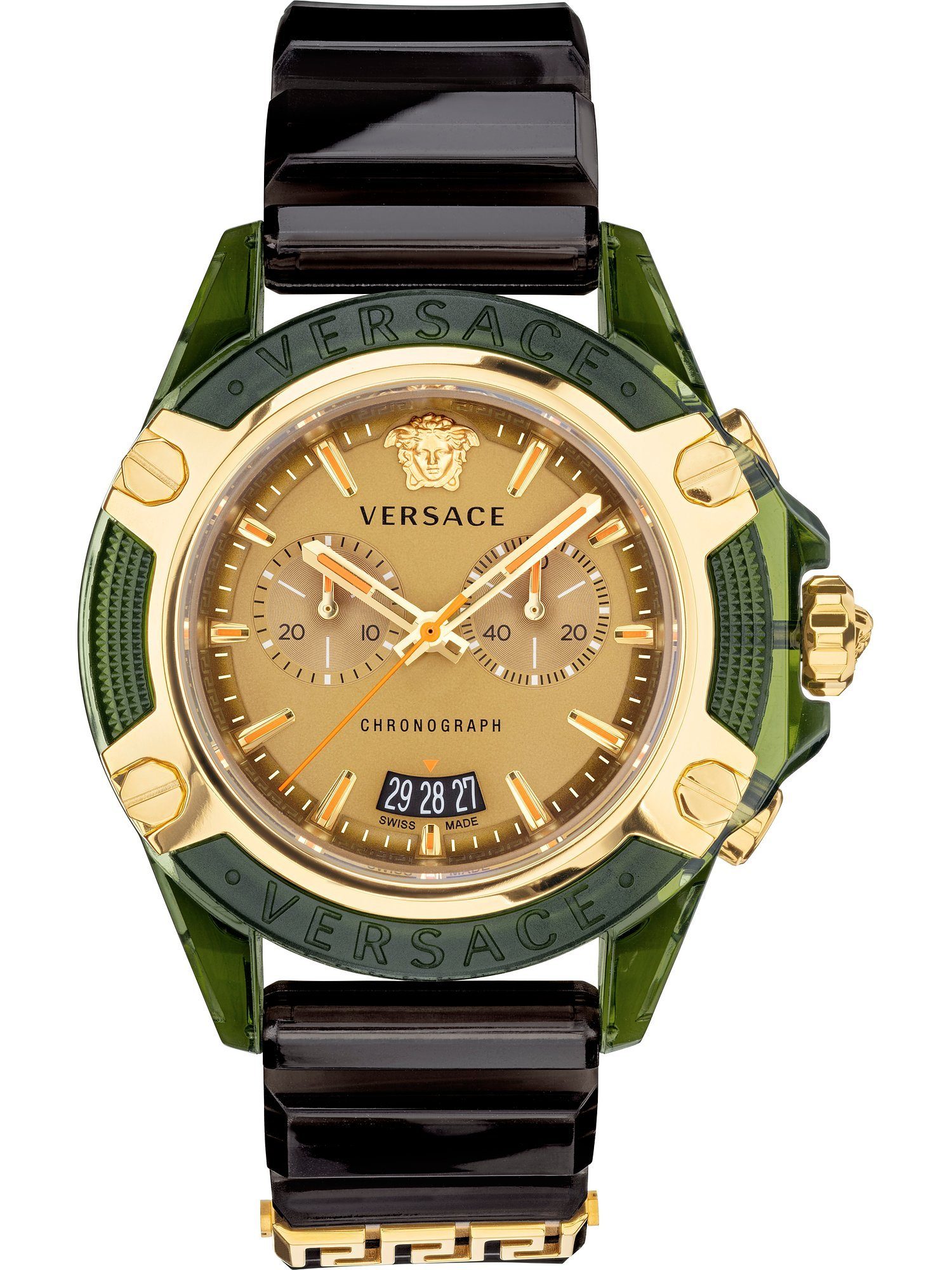 Versace Quarzuhr Versace Herren-Uhren Analog Klassikuhr grün Quarz