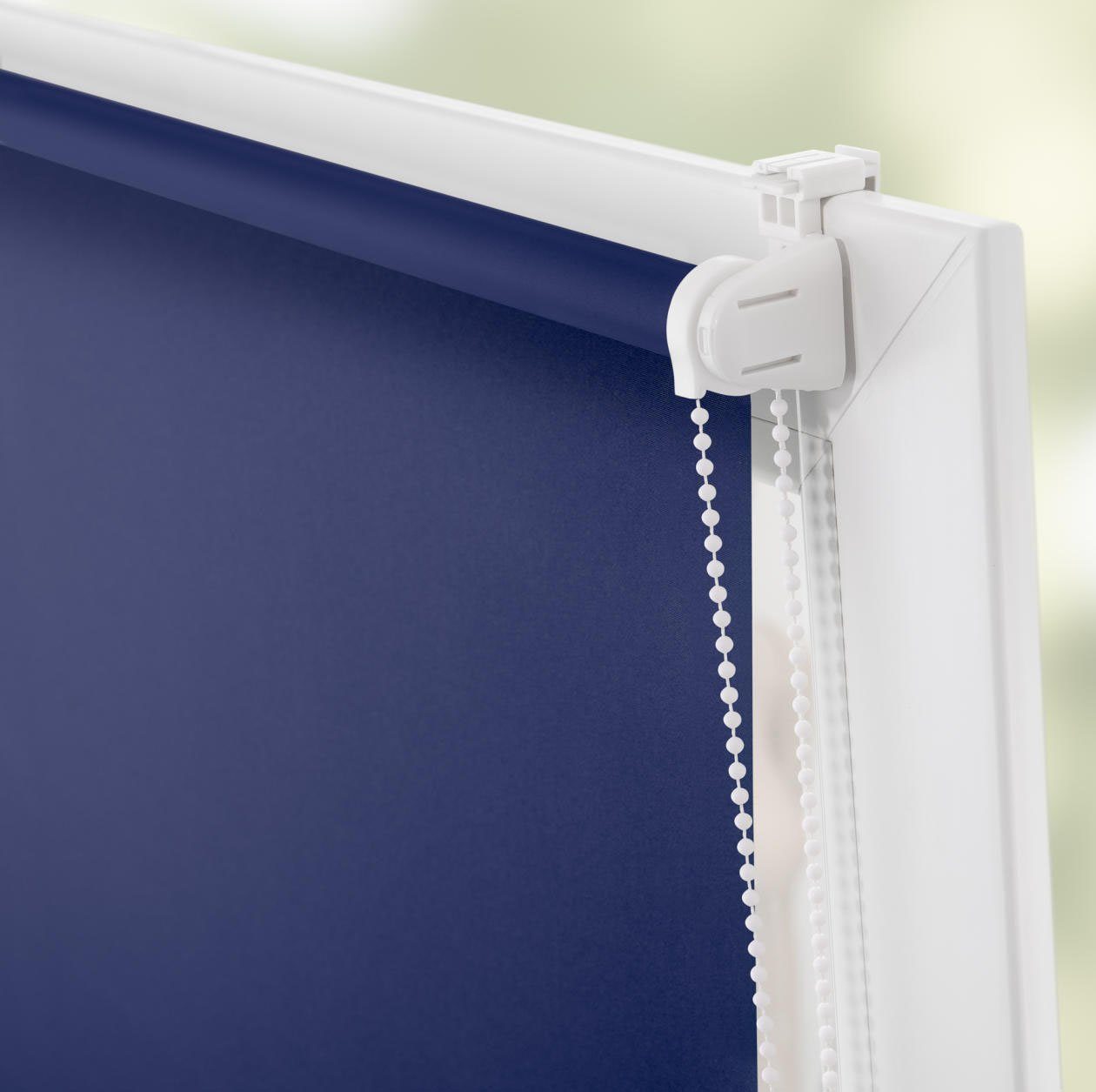 Seitenzugrollo Uni Rollo, mit blau Klemmträger für Farbbeschichtung Klemmfix, LICHTBLICK und Türen, Bohren, ORIGINAL, verspannt, verdunkelnd, ohne und Klemmfix - Fenster