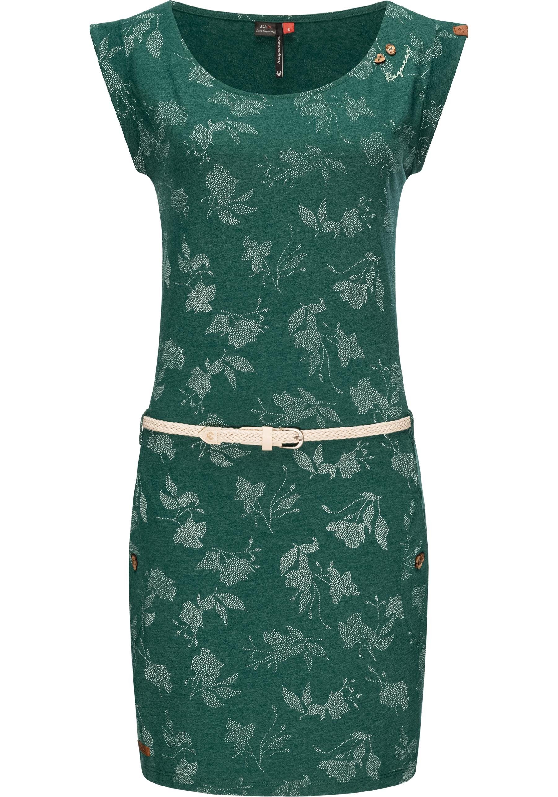 Ragwear Shirtkleid Tag Rose Intl. stylisches Sommerkleid mit Print und hochwertigem Gürtel