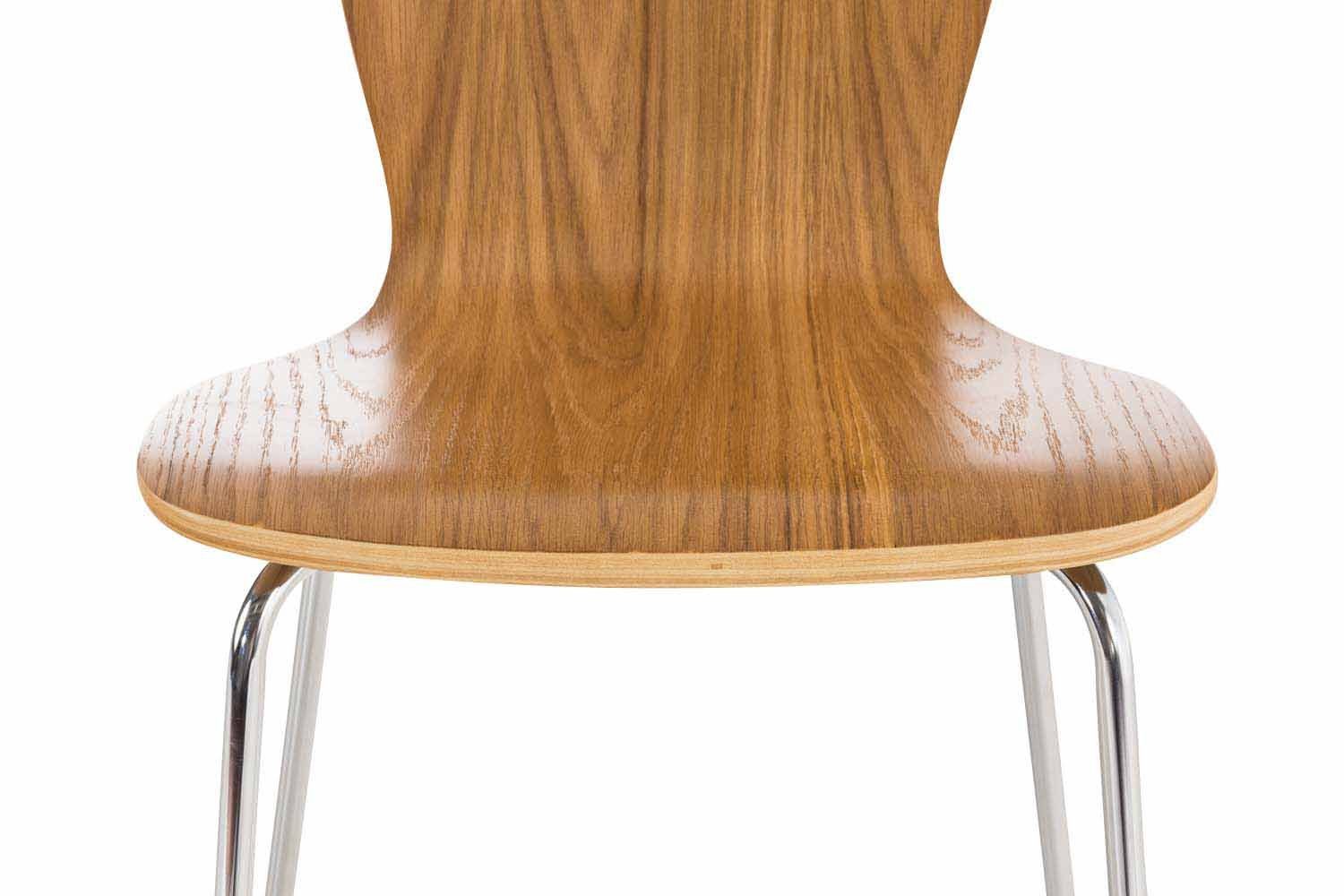 Besucherstuhl Jaron Sitzfläche Gestell: Sitzfläche: (Besprechungsstuhl St), 4 eiche Messestuhl, - mit ergonomisch - Konferenzstuhl Holz chrom - TPFLiving geformter Warteraumstuhl Metall -
