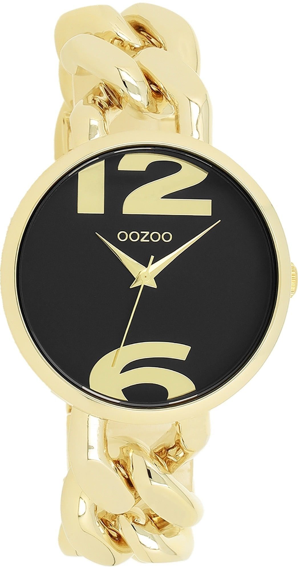 Timepieces Metallarmband, Oozoo Quarzuhr Analog, Damenuhr (ca. Fashion-Style, OOZOO Indizes: Armbanduhr numbers 40mm) Damen groß rund,