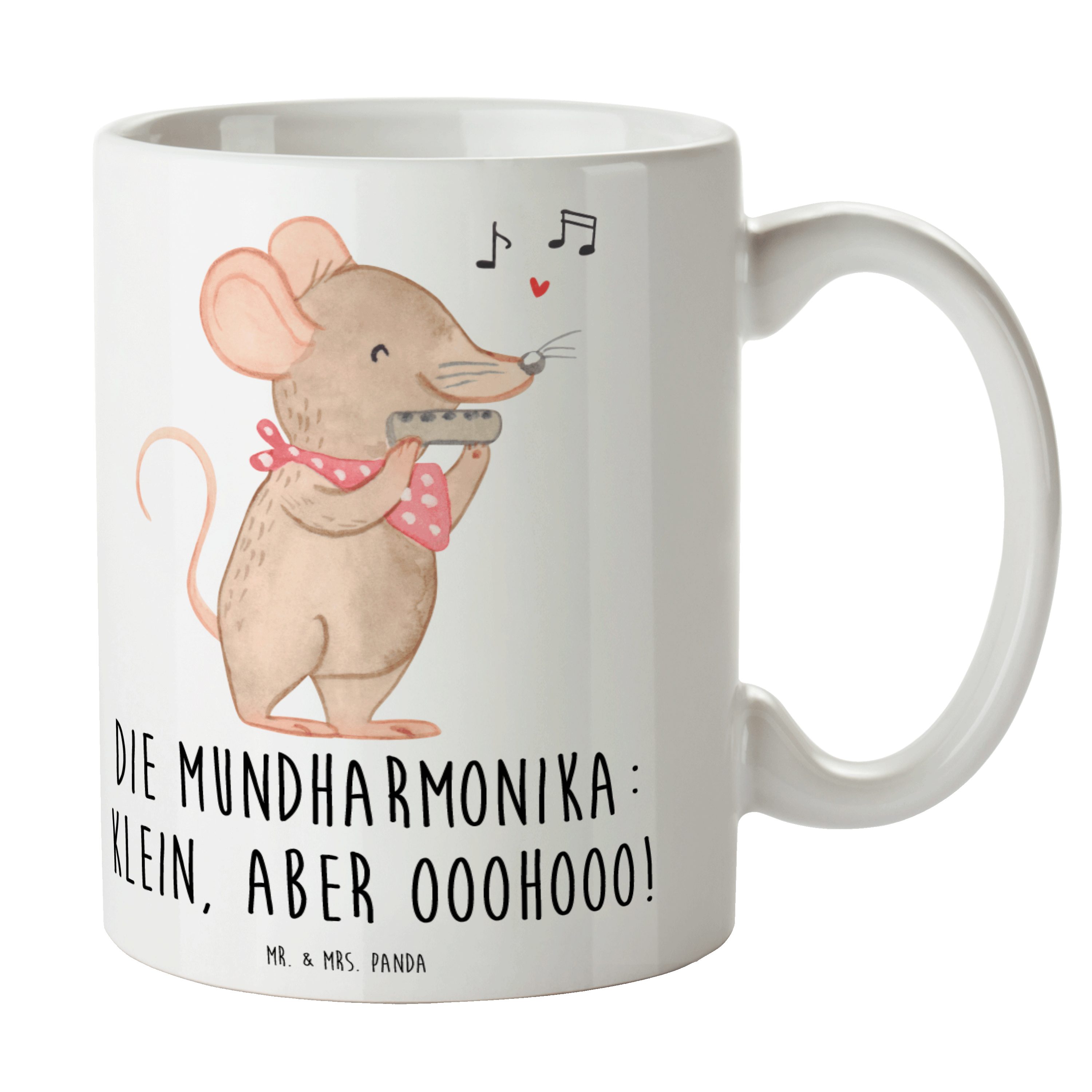 Mr. & Mrs. Panda Tasse Die Mundharmonika – Klein, aber mit großem Klang - Weiß - Geschenk, A, Keramik, Exklusive Motive