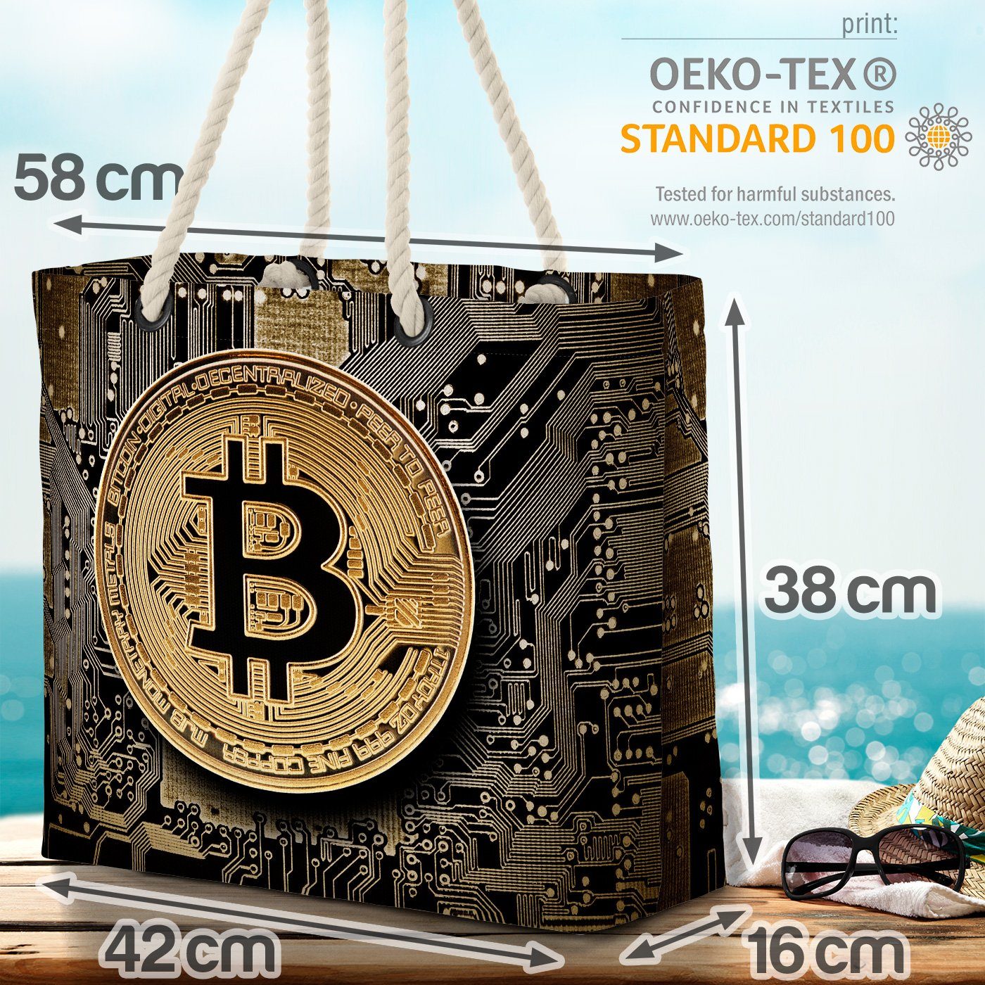 Coin Wert Währung Krypto VOID Münze Krypto Digital Digital Bitcoin (1-tlg), Strandtasche Bitcoin