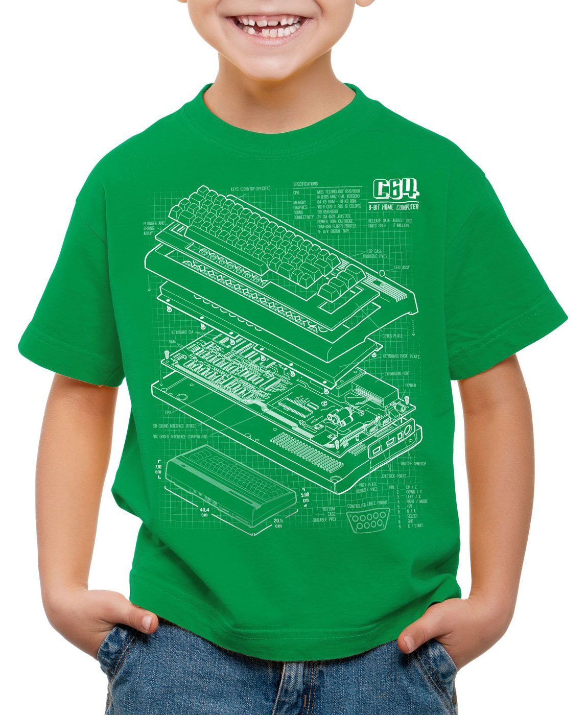 grün style3 C64 classic Kinder Print-Shirt gamer Heimcomputer T-Shirt