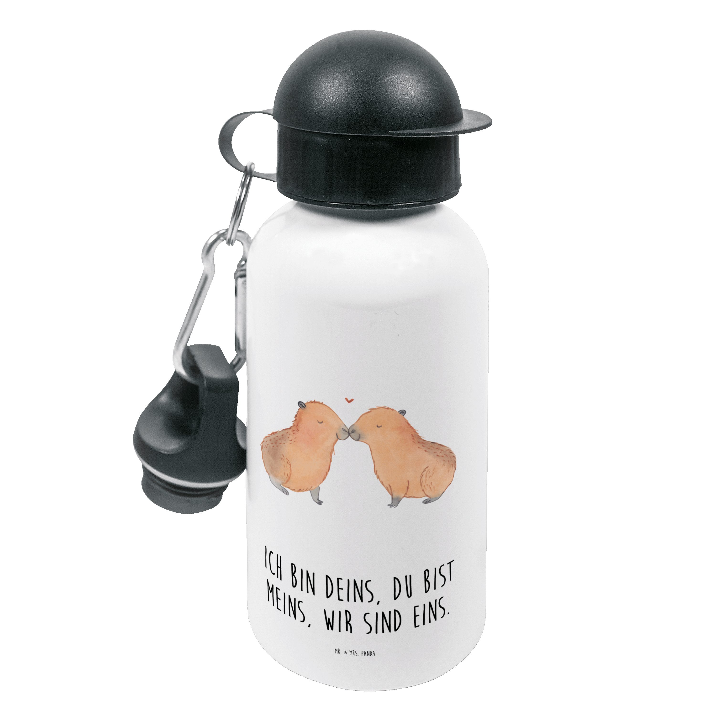 Mr. & Mrs. Panda Trinkflasche Capybara Liebe - Weiß - Geschenk, Liebesspruch, Flasche, Geschenkidee