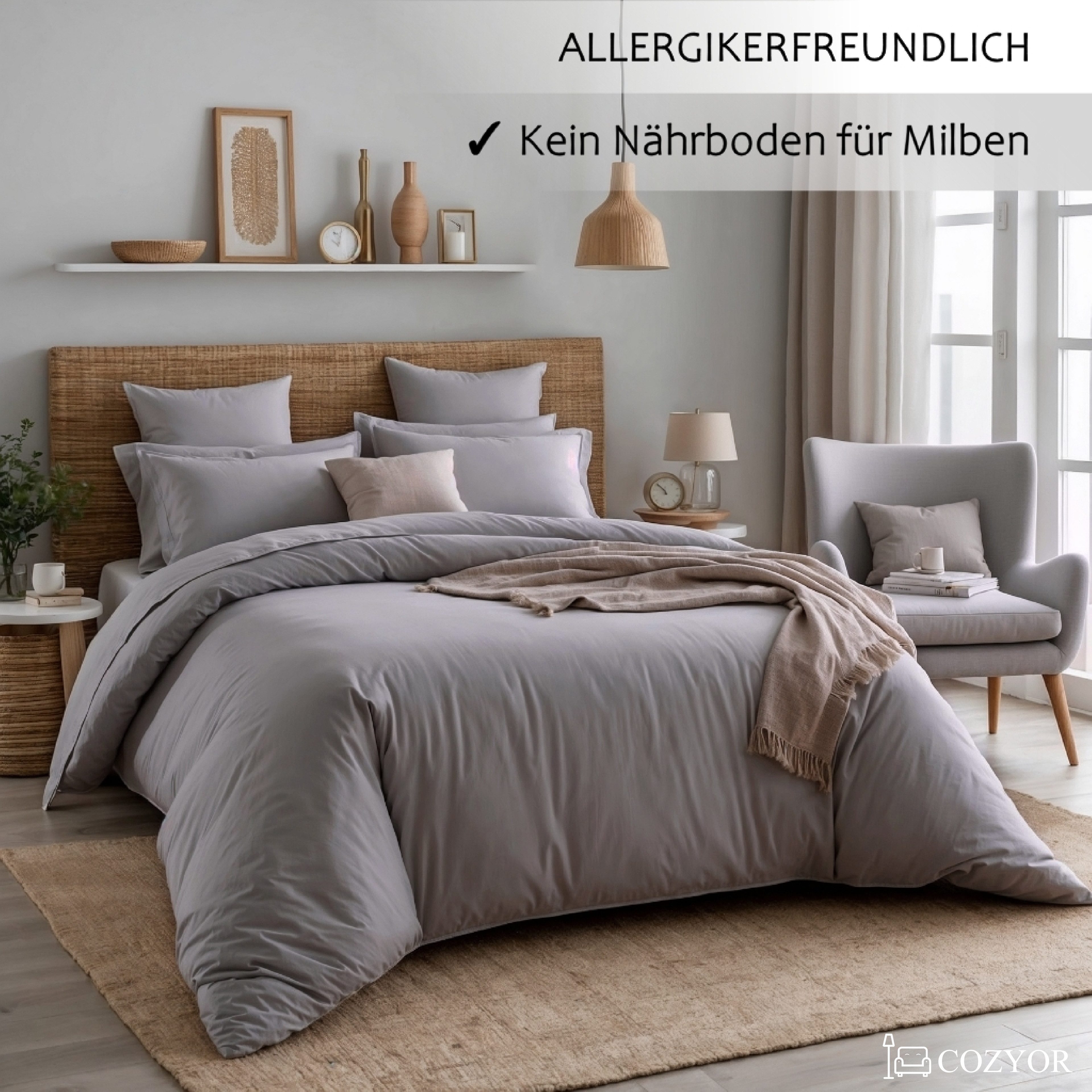 Cozyor Bettwäsche Allergiker Bettwäsche extra weich, 135x200 155x200 155x220 200x200, Mikrofaser, 2 teilig, allergikerfreundlich – Bild 4 von 5