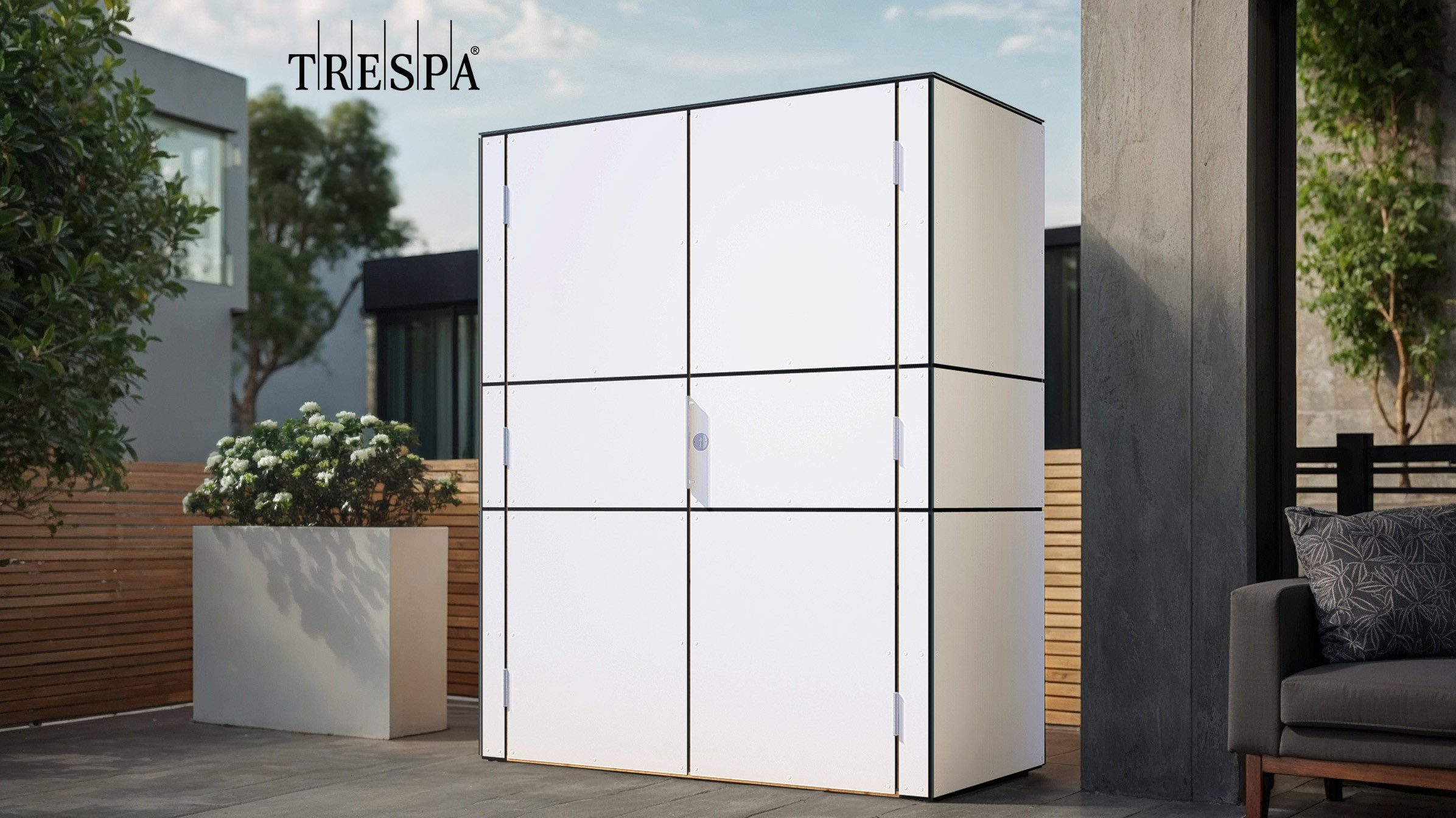 BERTILO Garten-Geräteschrank HPL Terrace High, in verschiedenen Farben, BxT: 154,6x75,4 cm, Fassaden-HPL in Architekturqualität, witterungsbeständig, farbstabil