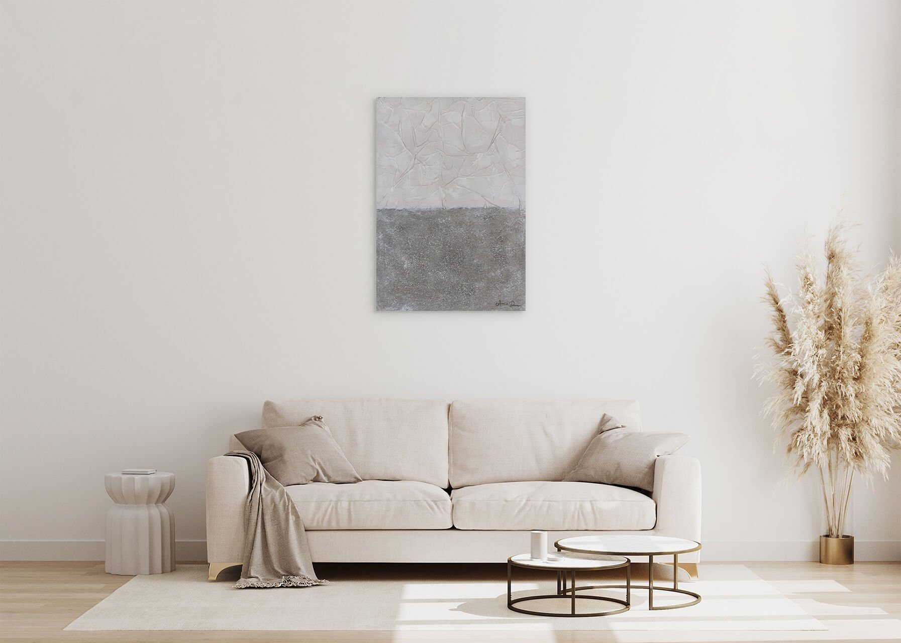 Wandbild Skyline Gemälde HANDGEMALT Wohnzimmer Leinwandbild Gloomy 100% 70x100 cm, KUNSTLOFT