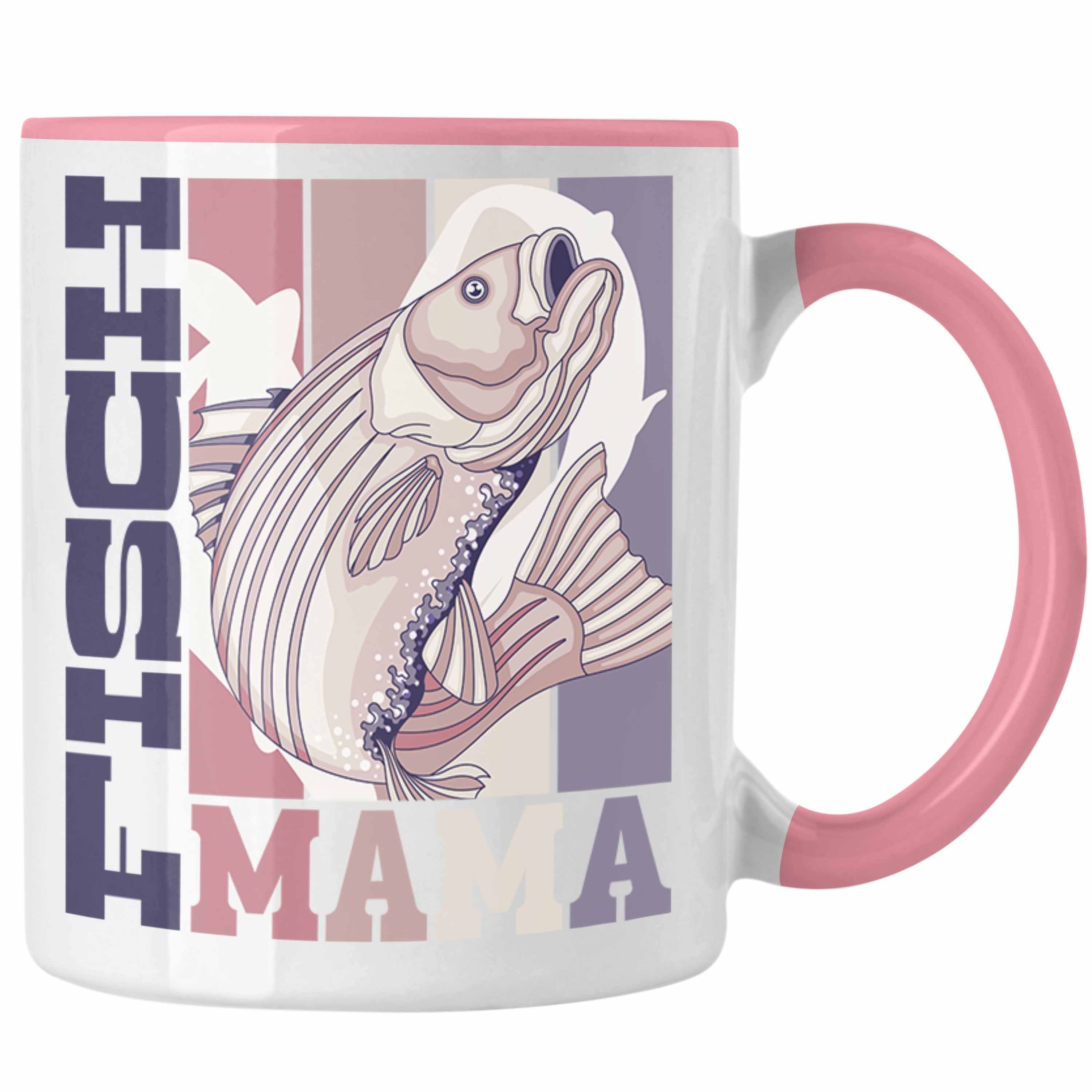 Trendation Tasse Trendation - Fisch Mama Tasse Geschenk für Fisch Besitzerin Spruch Ges Rosa