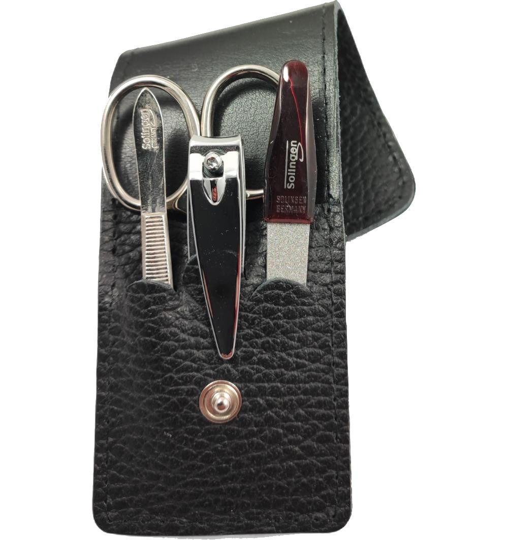 EloModa Maniküre-Kosmetik-Etui 4-teiliges Solingen* Maniküre Set mit Leder COCCO Etui, Nagelschere, 4 tlg., Made in Germany