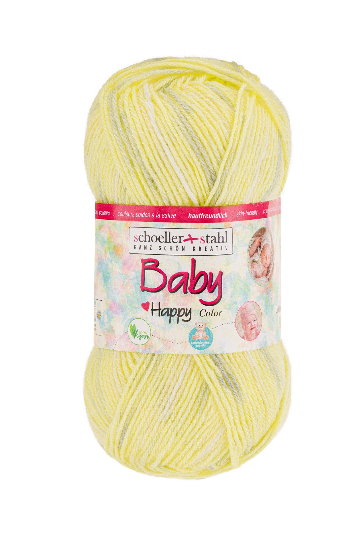 Schoeller + Stahl Baby Happy Color Häkelwolle, 185 m, wunderbar weiches, pflegeleichtes Garn mit fröhlichen Farbakzenten