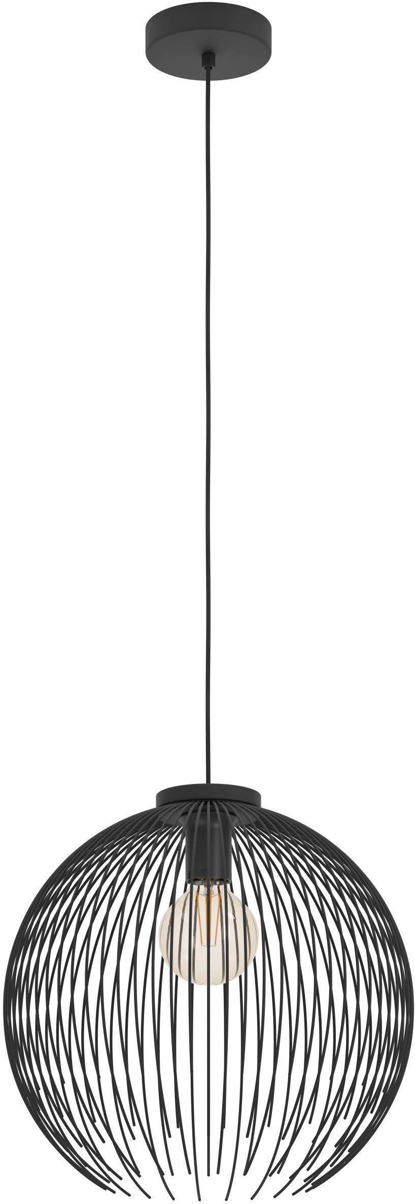EGLO Hängeleuchte Venezuela Hängelampe, Pendelleuchte, Esszimmerlampe, Metall, E27, ohne Leuchtmittel, Hängeleuchte - H110 x Ø40 cm - schwarz - 1X40W exkl.