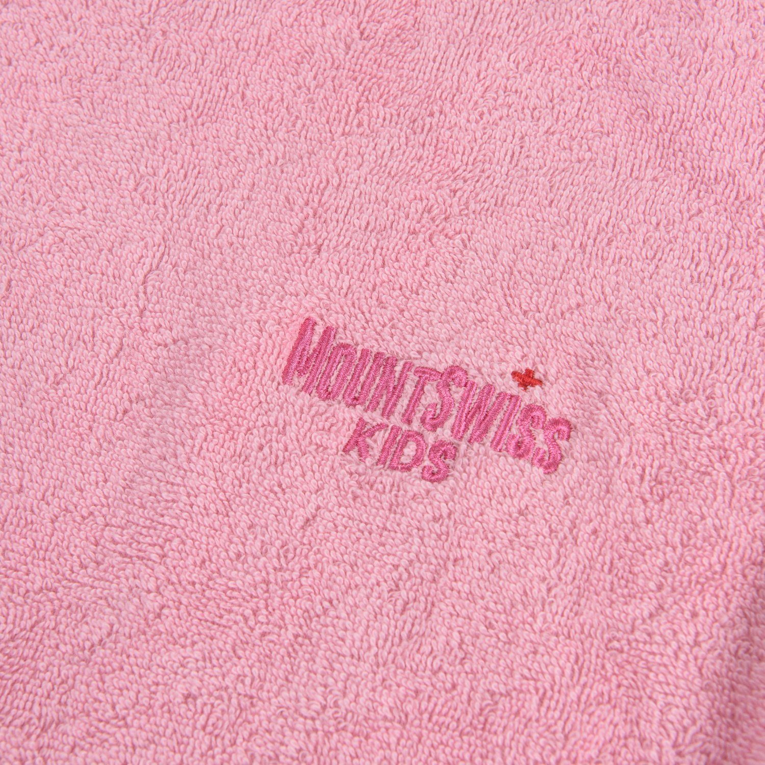 Mount Kinder flauschiger Bauchtasche Baumwolle Swiss aus Pink Badehoodie, mit und Kapuze Mount I Baumwolle, Bade-Poncho Bademantel Kapuze, Swiss