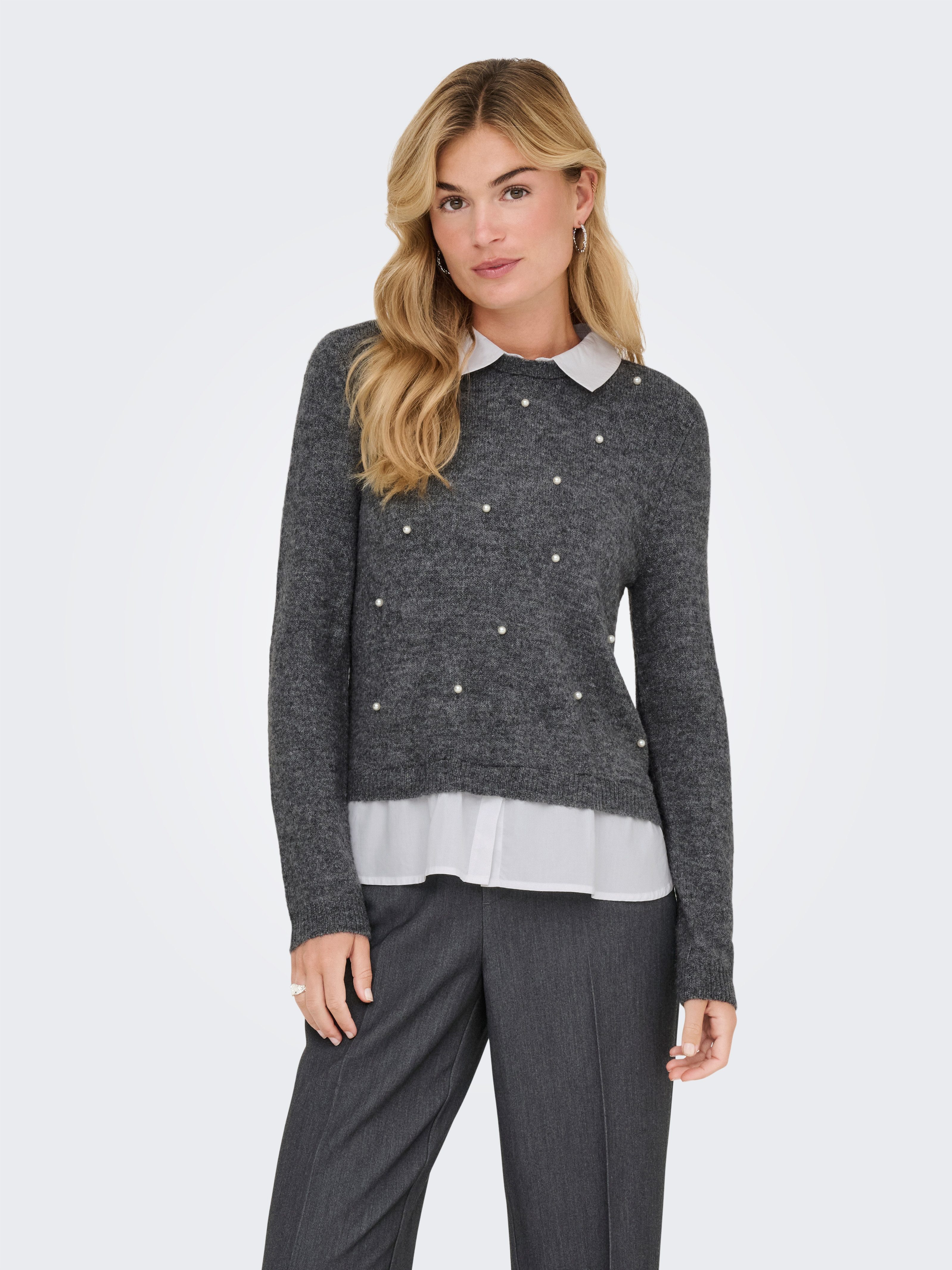 ONLY Strickpullover ONLDOLLY LS WOVEN MIX PEARL PULL CC KNT günstig online kaufen