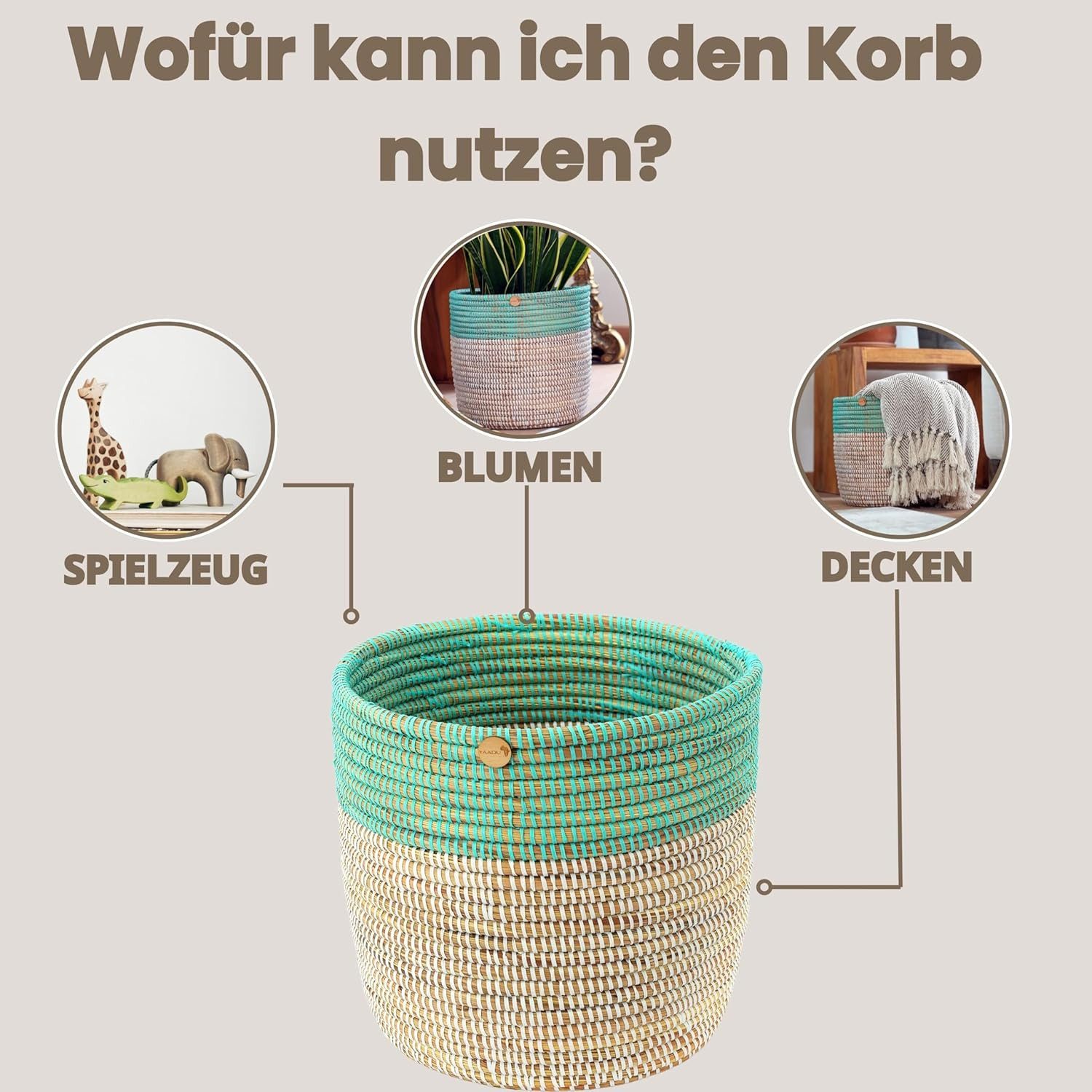 YAADU Dekokorb Geflochtener Aufbewahrungskorb – Pflanzenkorb, günstig online kaufen