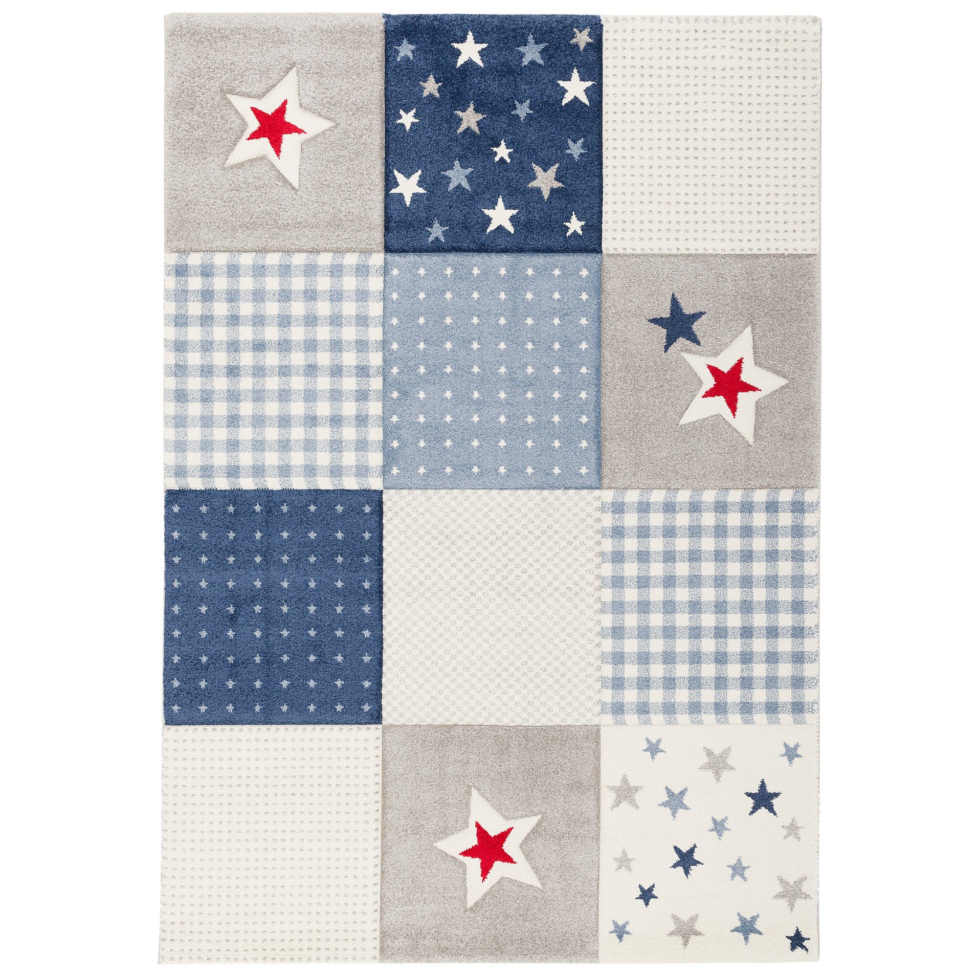 Pergamon Kinderteppich Kinder Teppich Maui Kids Karo Sterne, Rechteckig, Höhe: 13 mm